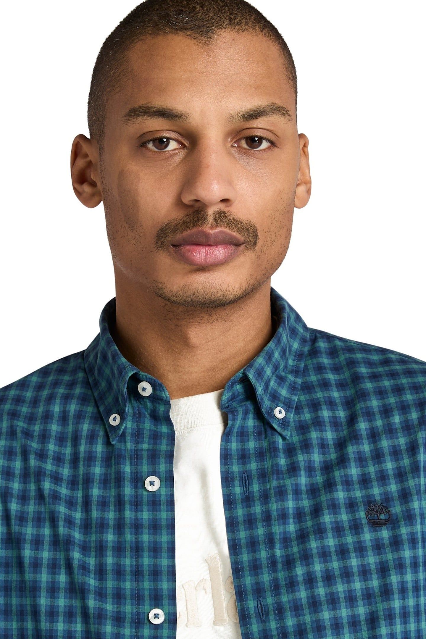 STRETCH POPLIN GINGHAM SHIRT DARK DENIM 5