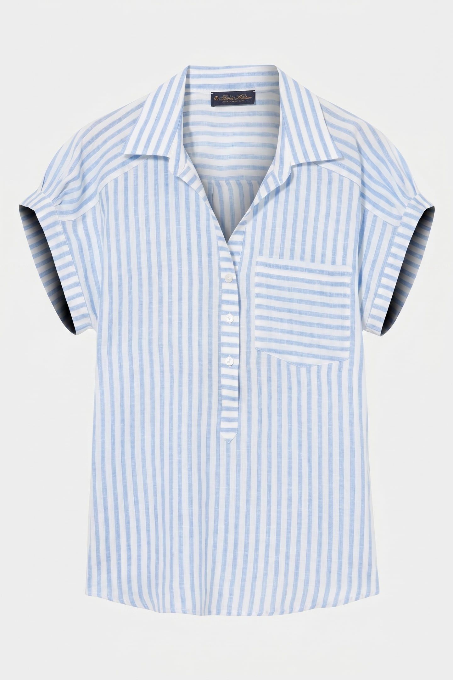 REGULAR FIT PRINTED LINEN BLOUSE LIGHT BLUE 5