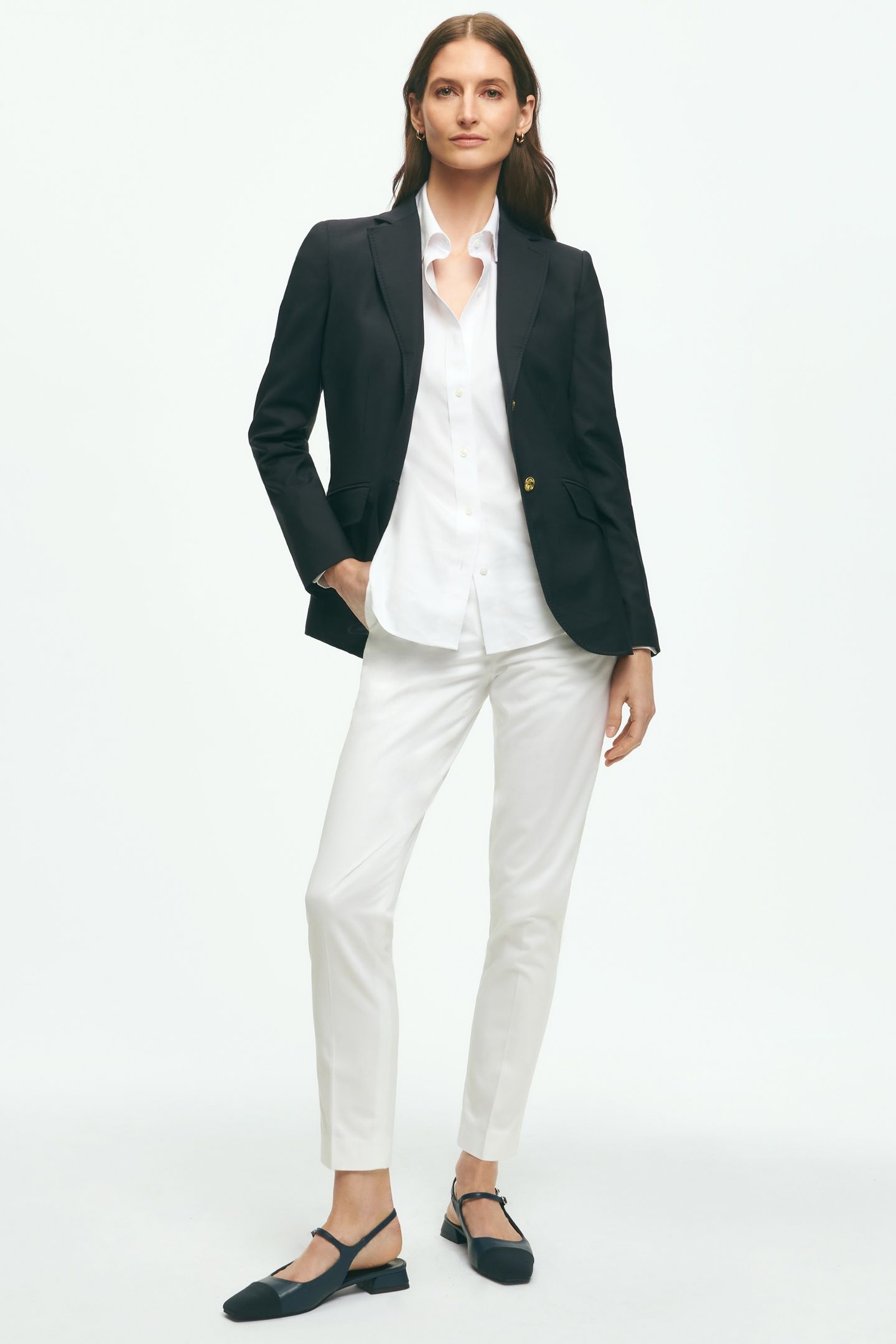 WOOL BLAZER WITH GOLD SHANK BUTTONS NAVY 2