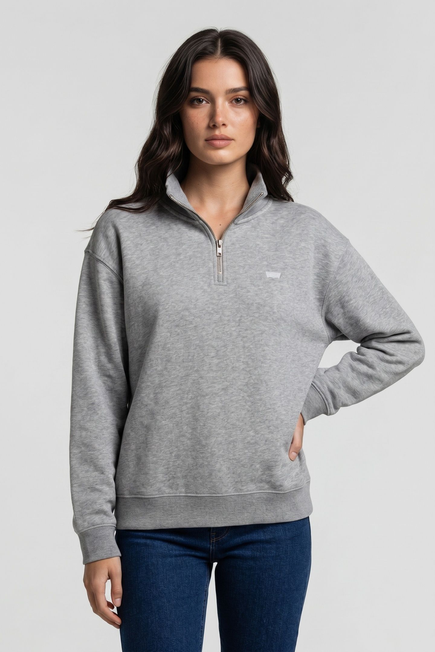 EVERYDAY 1/4 ZIP MID HEATHER GREY 1