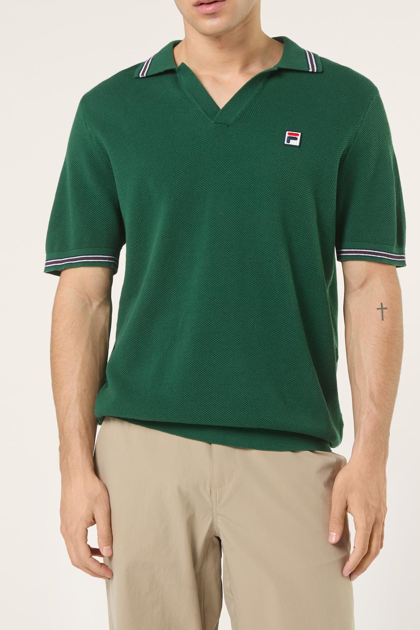 ORENTANO REGULAR JOHNNY COLLAR KNITTED POLO SHIRT POSY GREEN 1