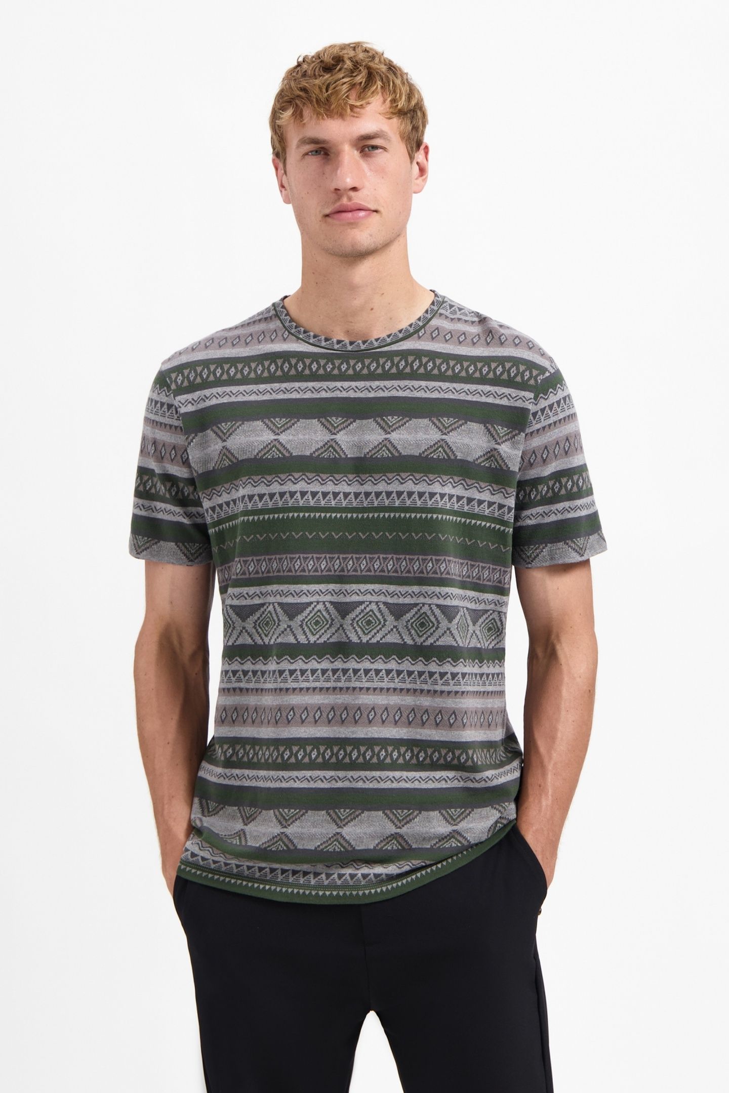 T-SHIRT CREWNECK ALLOVER JACQUARD GREY MELANGE 2