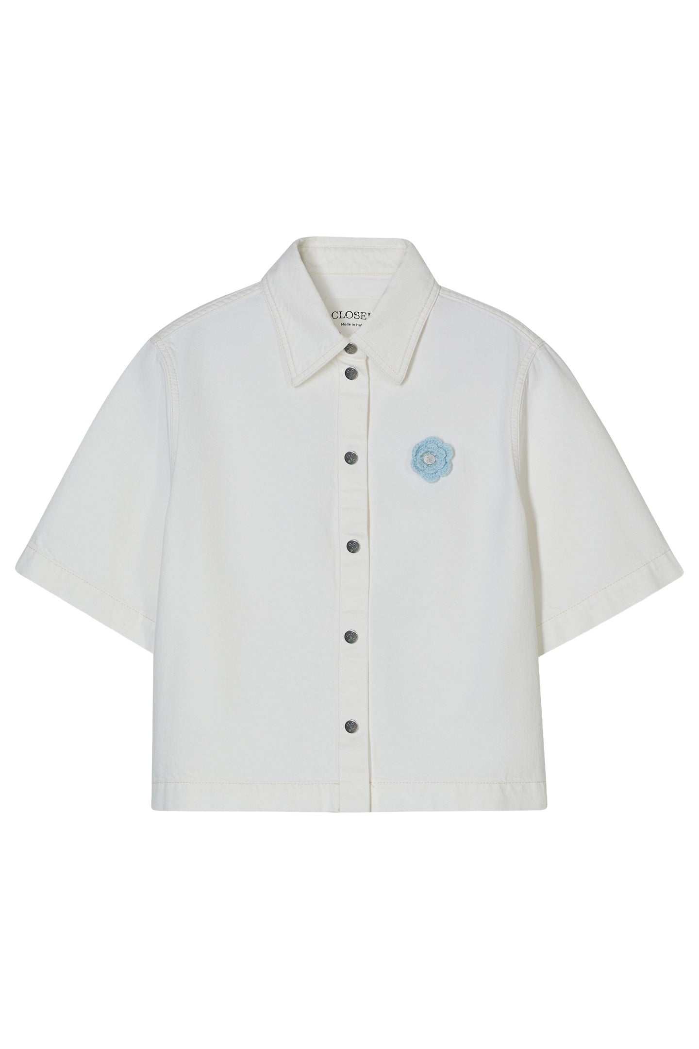 SHORT SLEEVE DENIM SHIRT ECRU 6