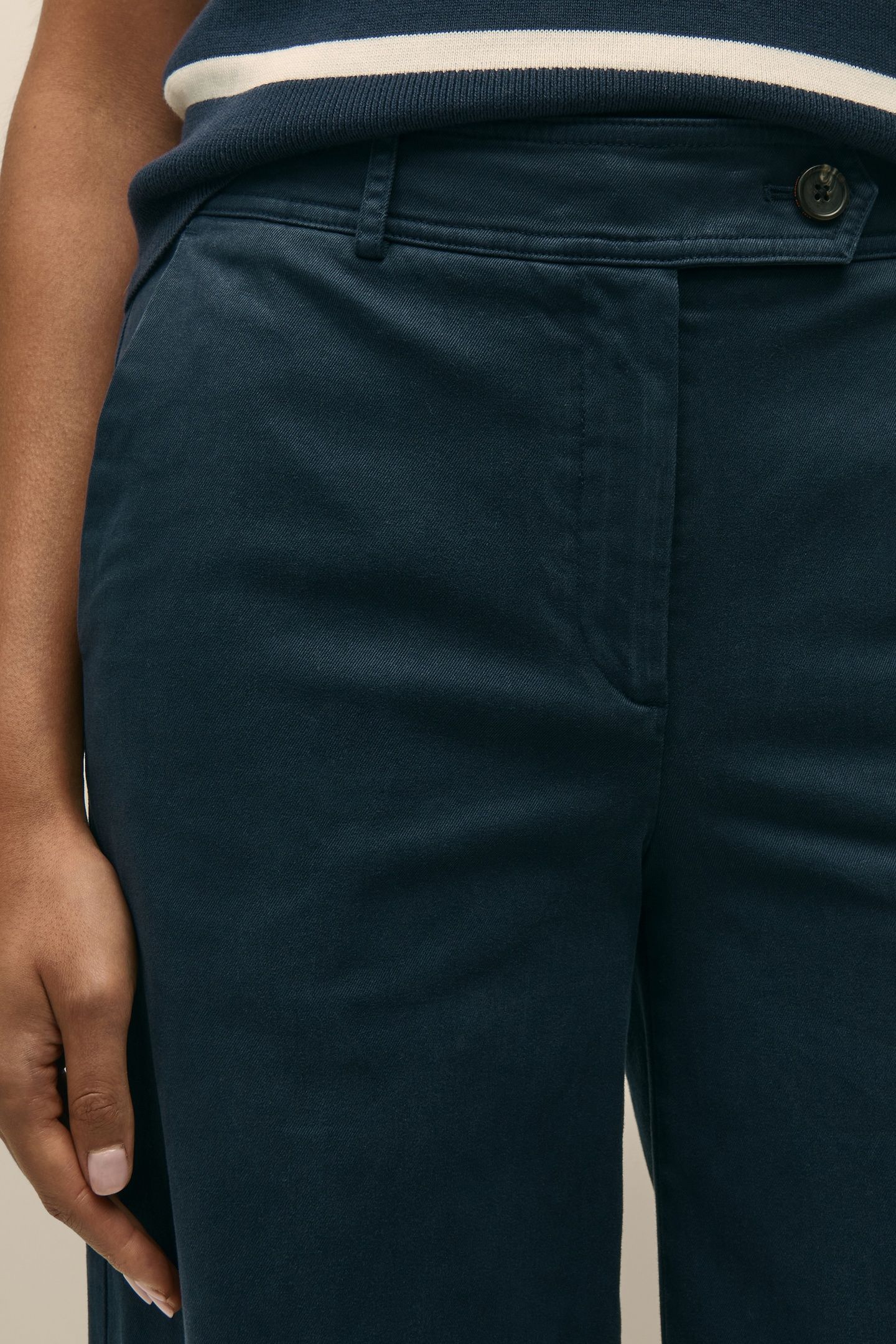 WIDE LEG COTTON TWILL PANT NAVY 3