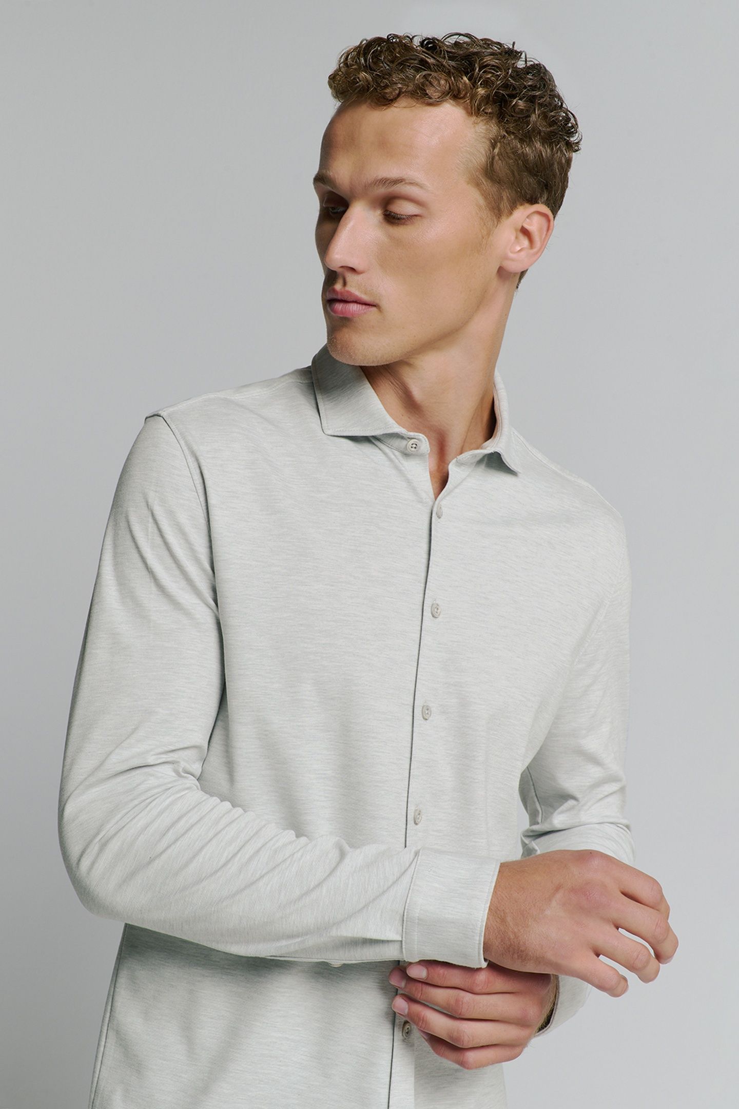 SHIRT JERSEY MELANGE STRETCH CHALK 2