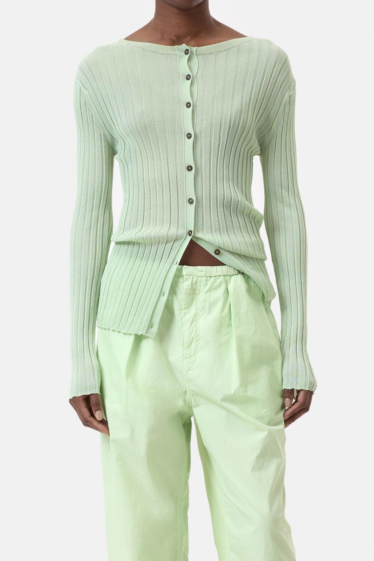 CARDIGAN LONG SLEEVE BUD GREEN 1