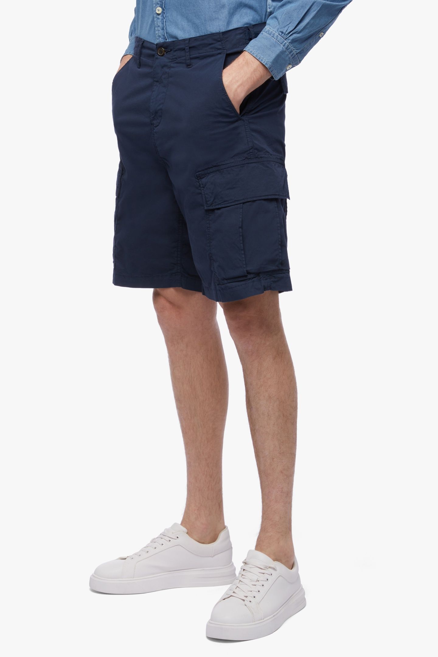 NAVY STRETCH COTTON CARGO SHORTS NAVY 1