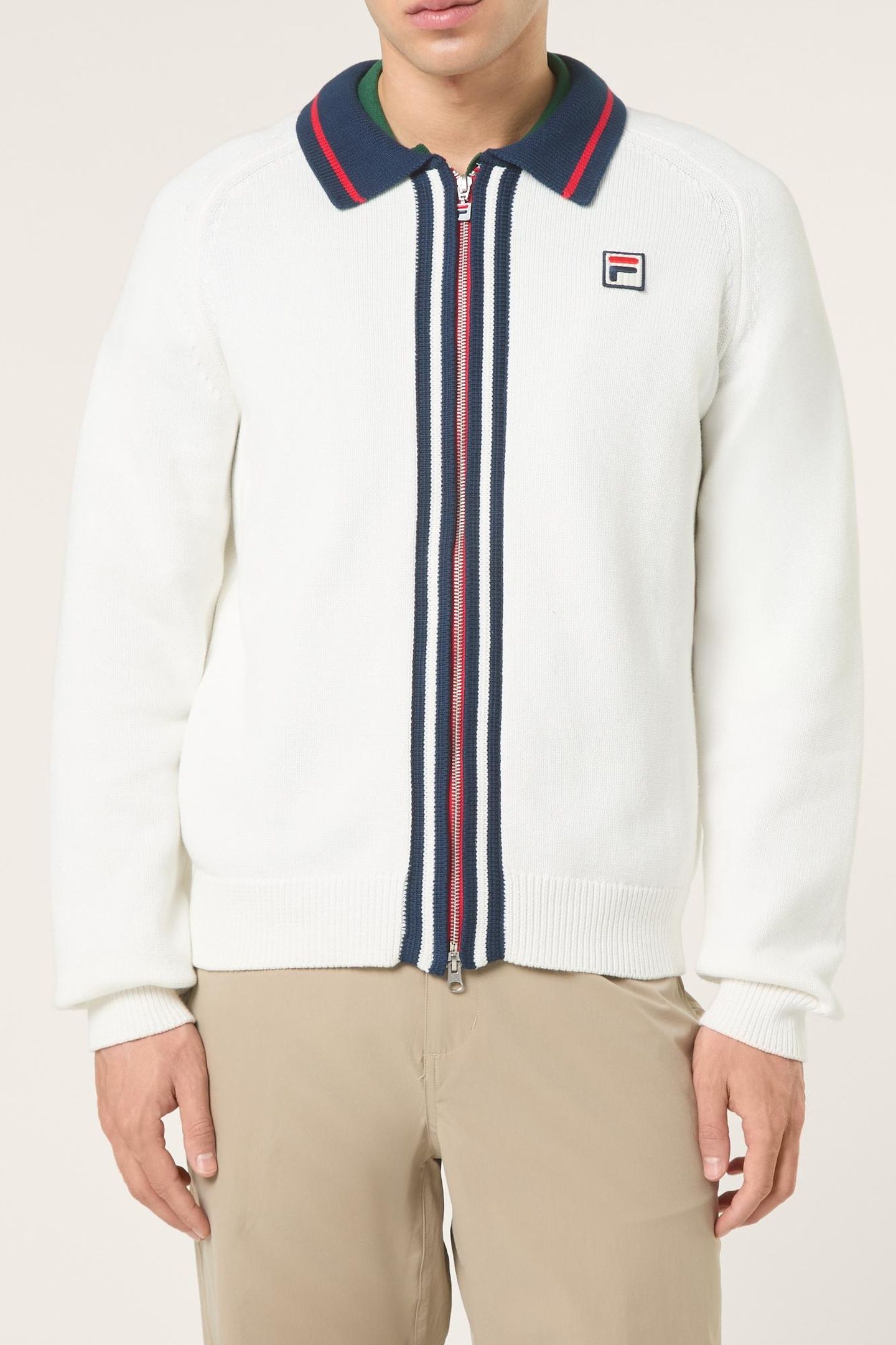 CARRAIA REGULAR ZIP THROUGH KNIT CARDIGAN EGRET 1