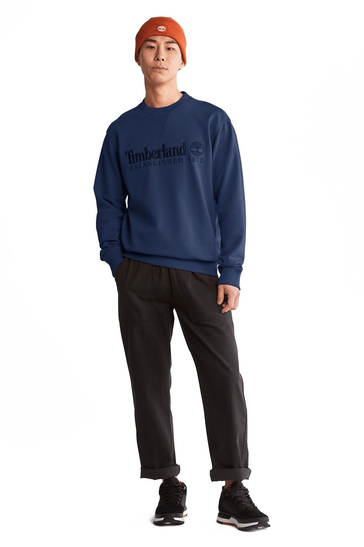 EMBROIDERED LOGO CREW NECK SWEATSHIRT DARK SAPPHIRE 2