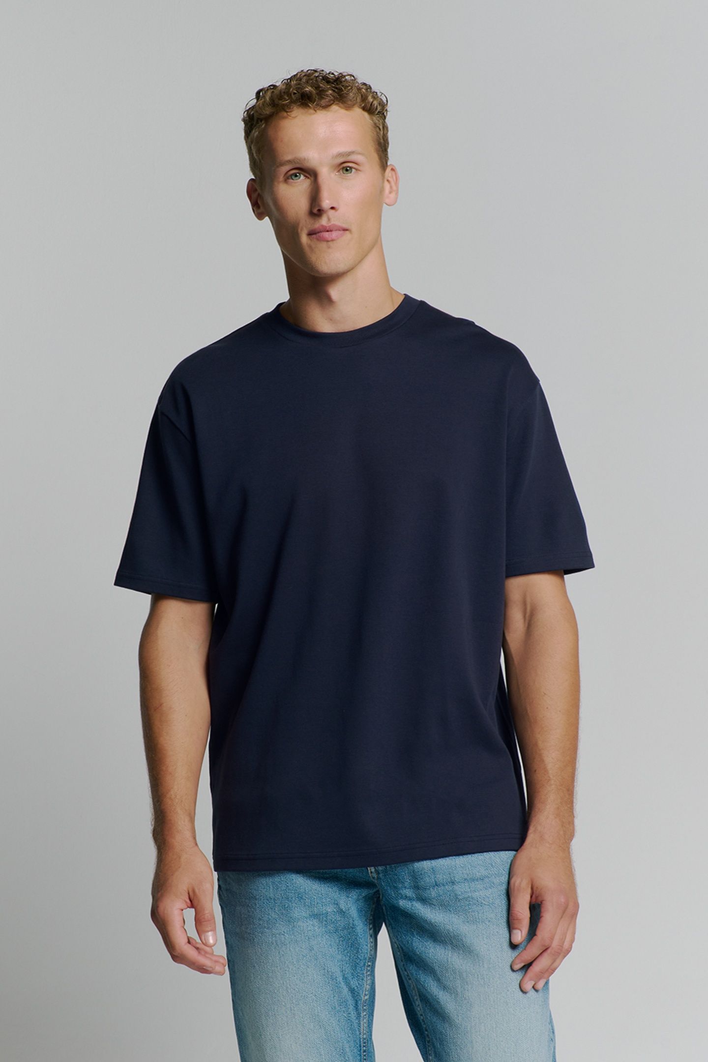 T-SHIRT CREWNECK HEAVY SOLID BASIC DEEP BLUE 2