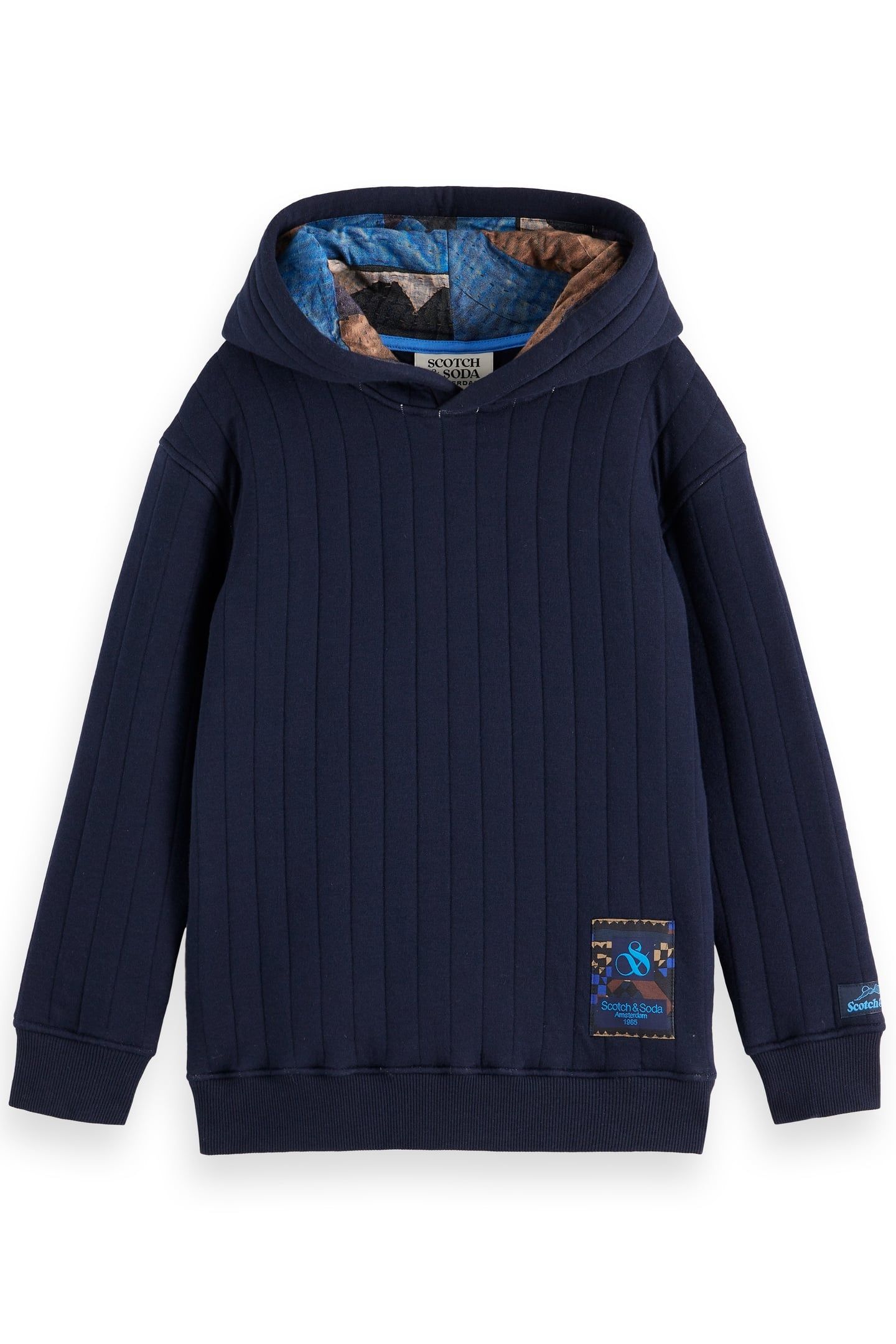 BOY RELAXED-FIT QUILTED PATCHWORK HOODIE SKY CAPTAIN 2
