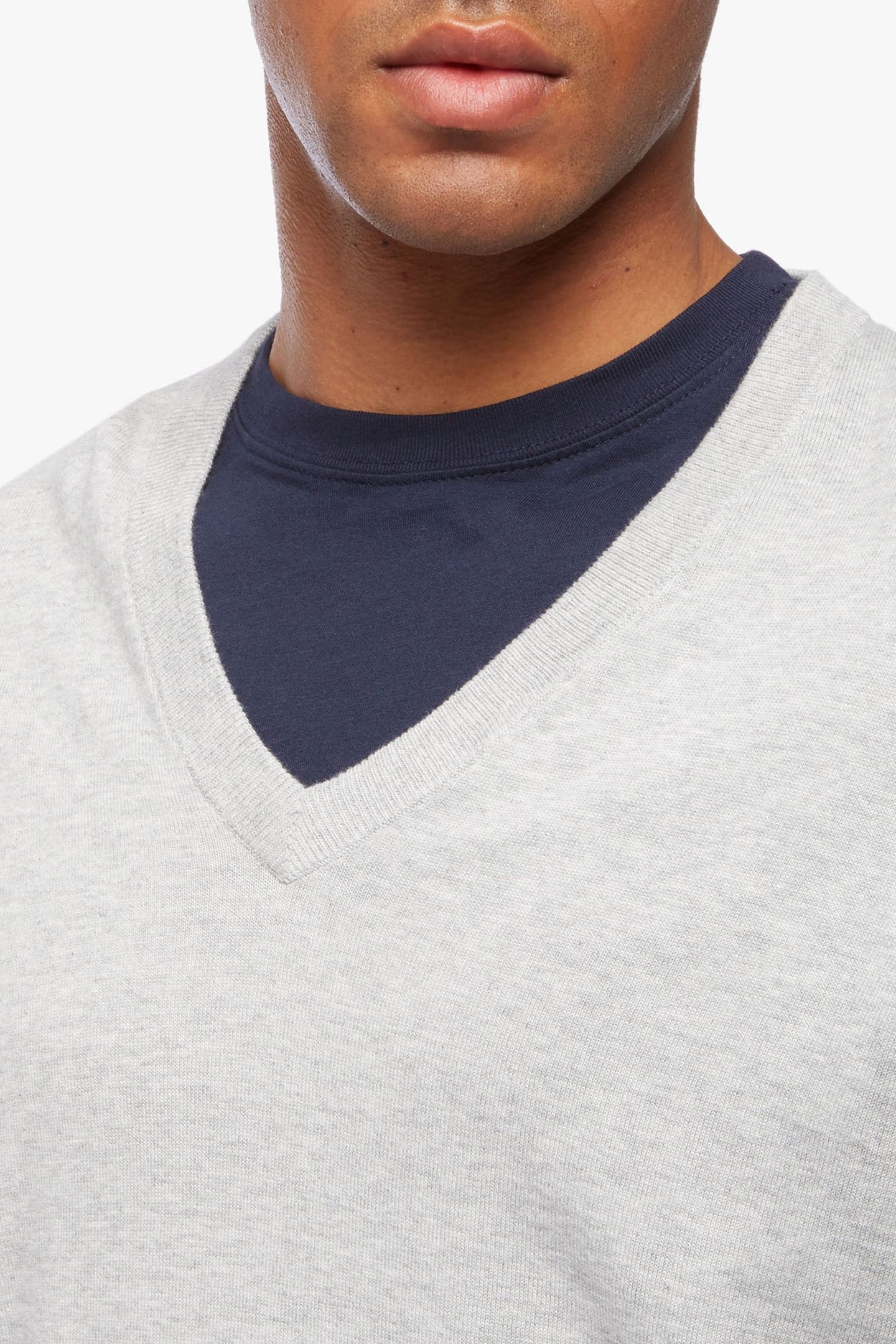 SUPIMA COTTON V-NECK SWEATER GREY 6