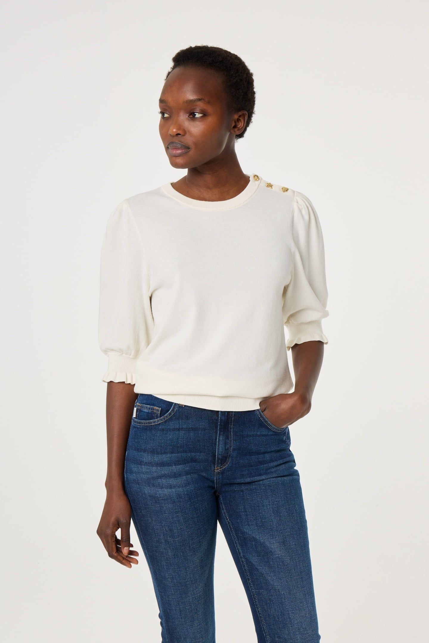 MOLLY SHORT SLEEVE PULLOVER COSY WHITE 1