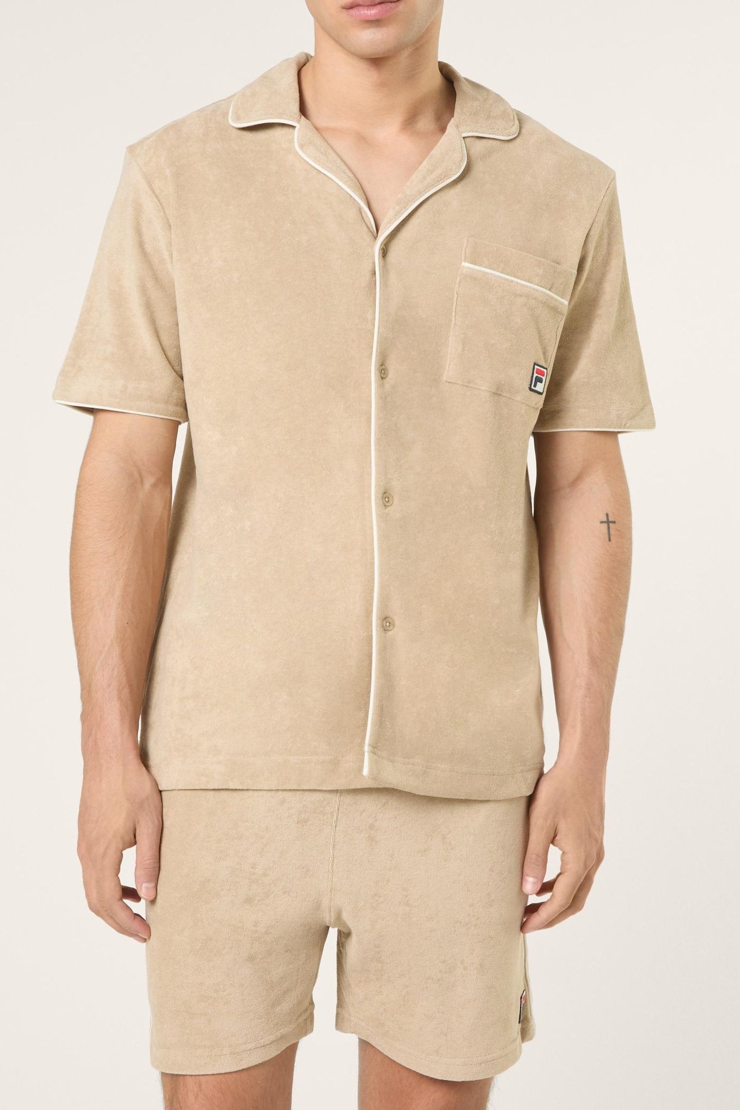 EMPOLI RELAXED TOWELLING RESORT SHIRT WHITE PEPPER 1