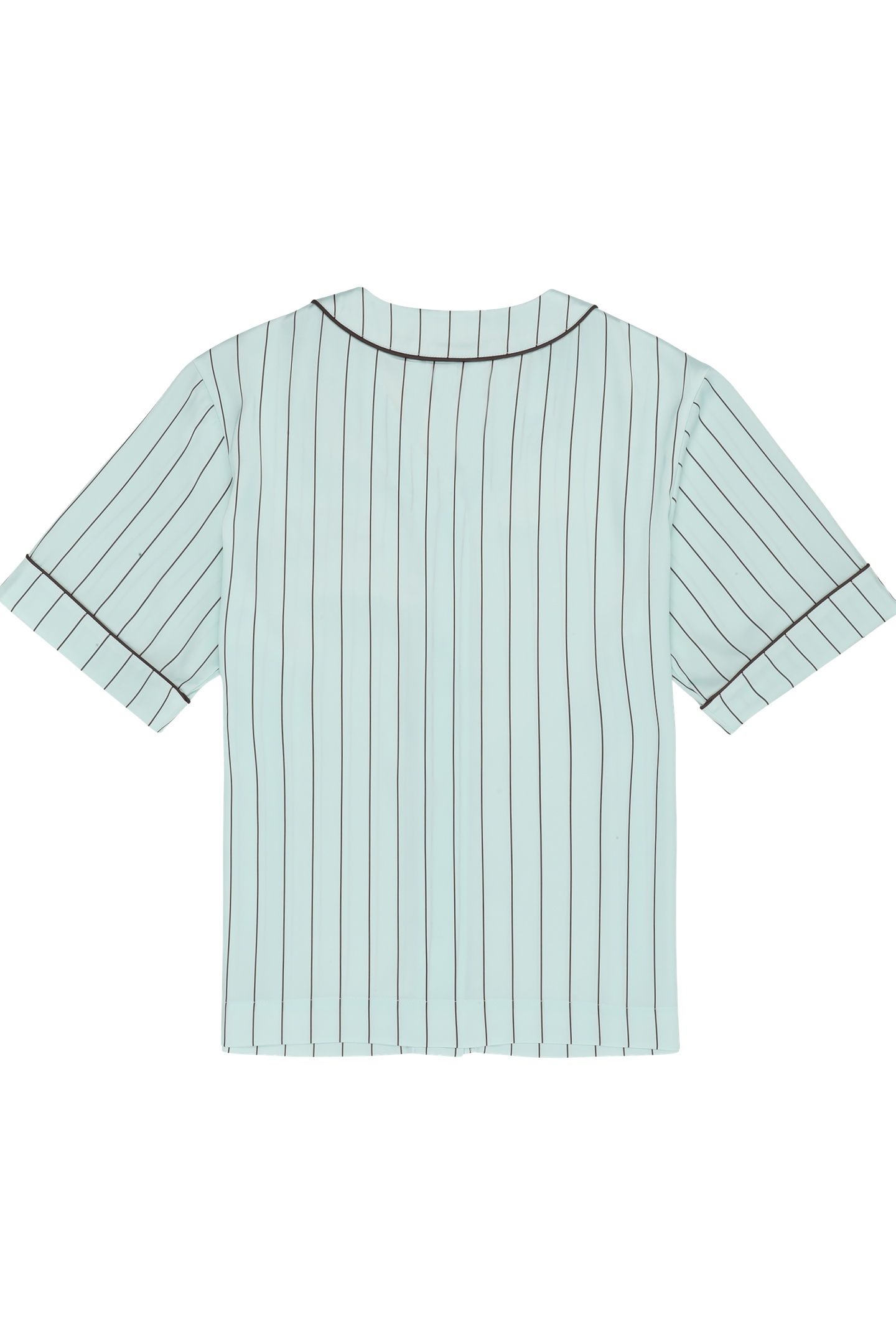 FIESOLE BOXY PINSTRIPED SATIN BASEBALL SHIRT SOOTHING SEA / 5