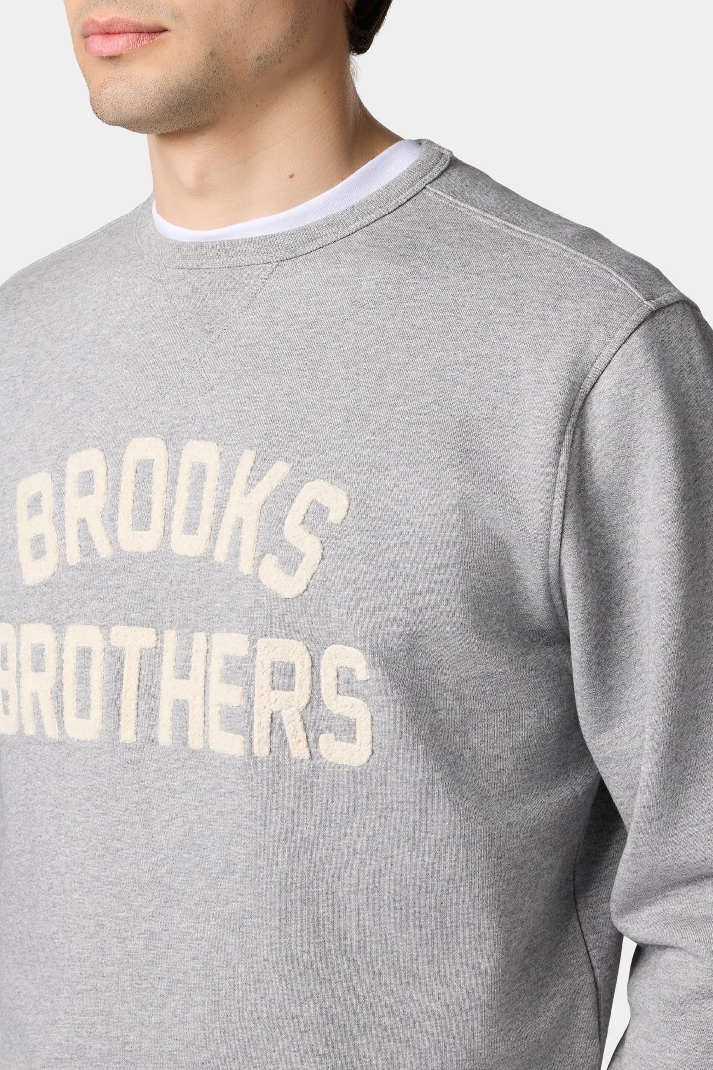 TERRY LOGO-EMBROIDERED CREWNECK SWEATSHIRT LIGHT GREY 4