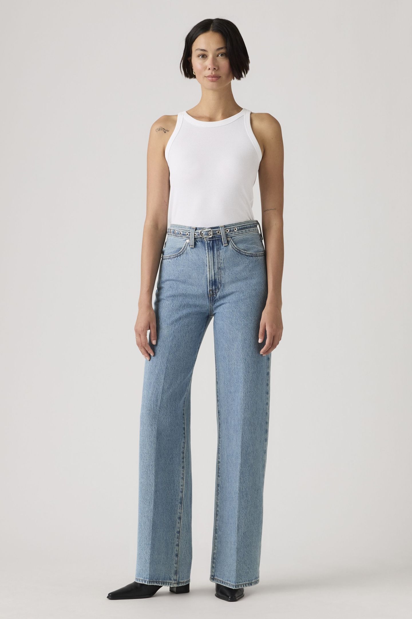 RIBCAGE WIDE LEG BELTED JEANS 2