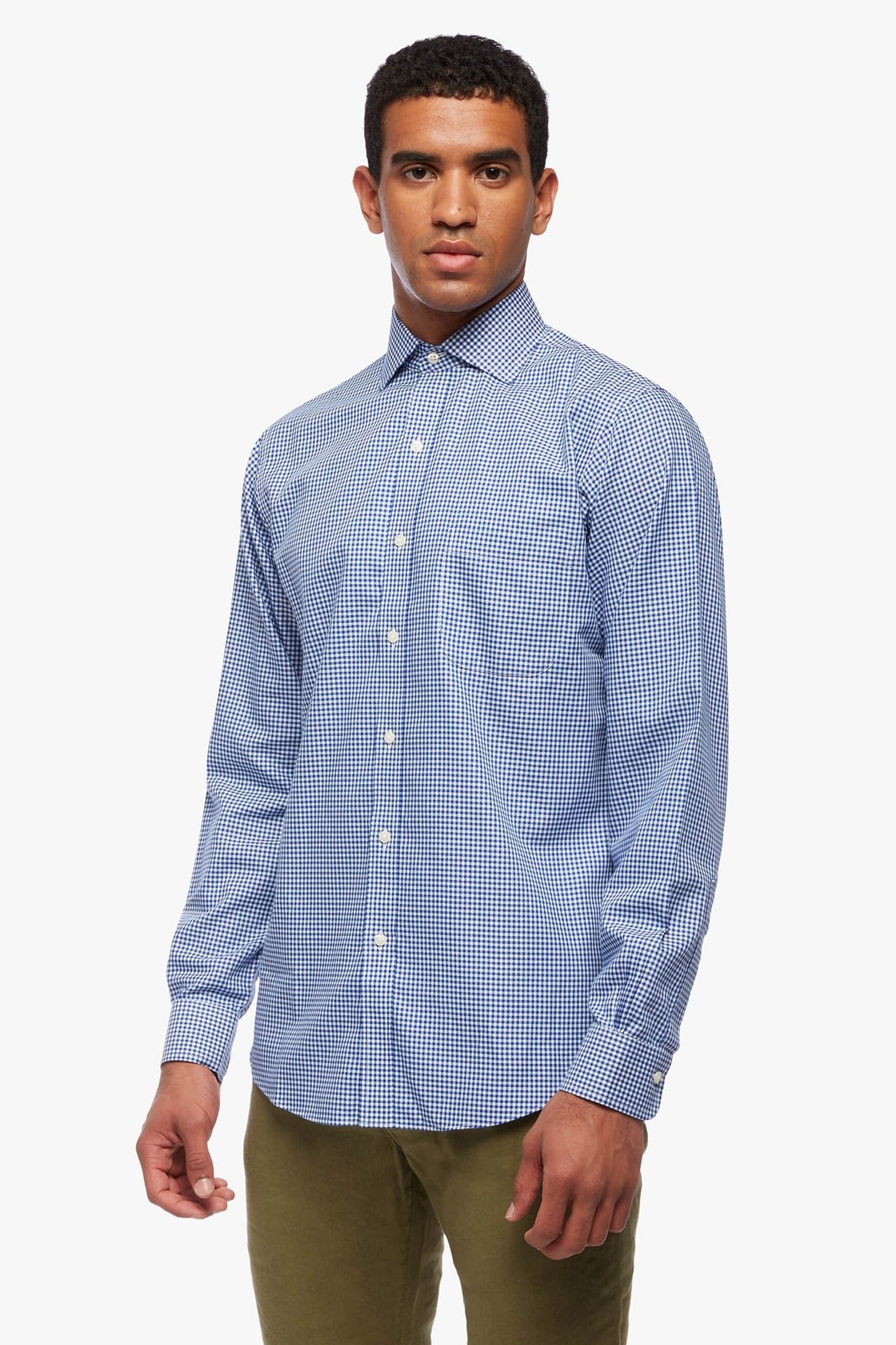 REGULAR FIT BLUE NON-IRON SPREAD COLLAR DRESS SHIRT BLUE 1