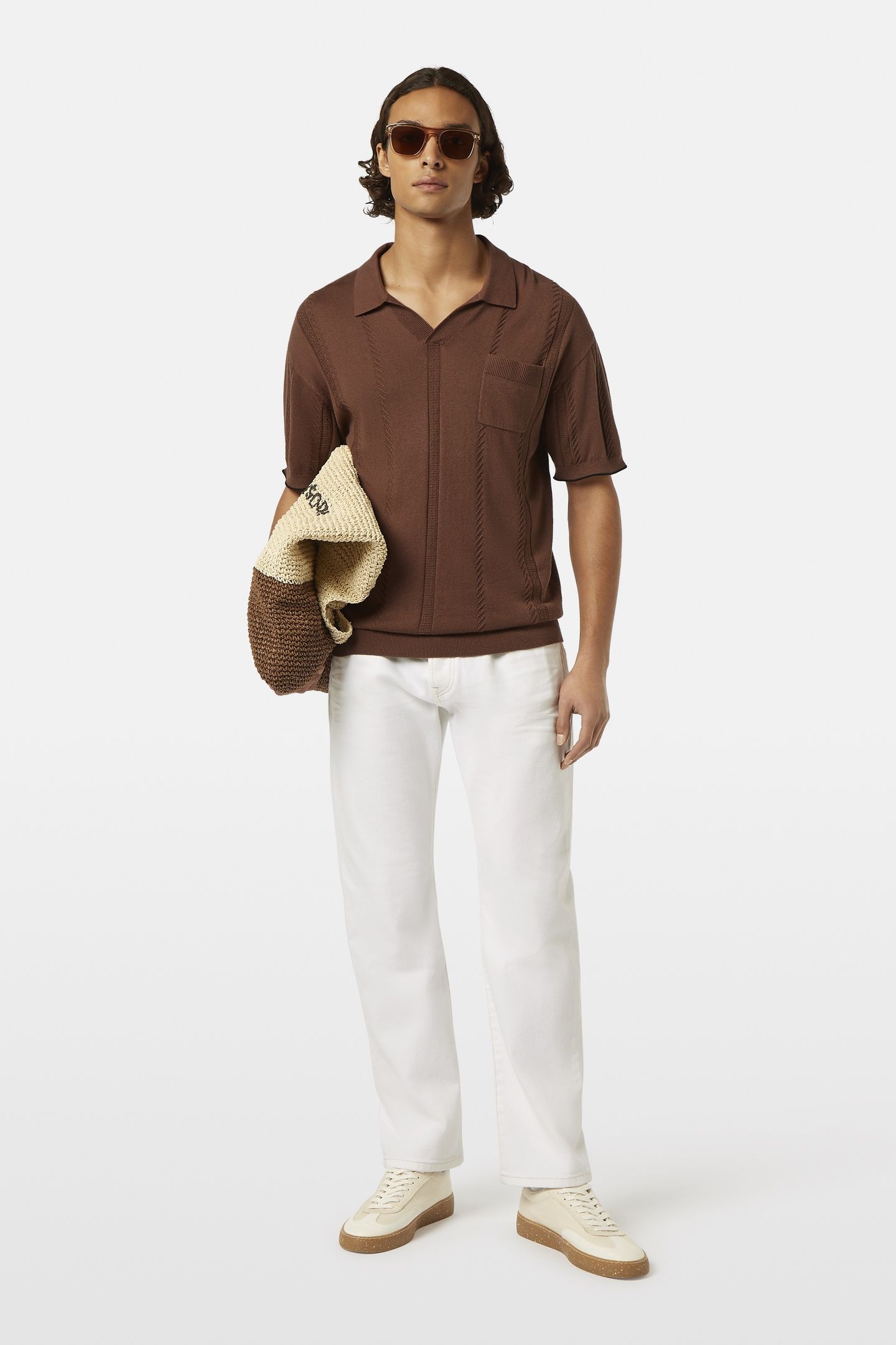RELAXED FIT KNITTED POLO COLD BREW 2