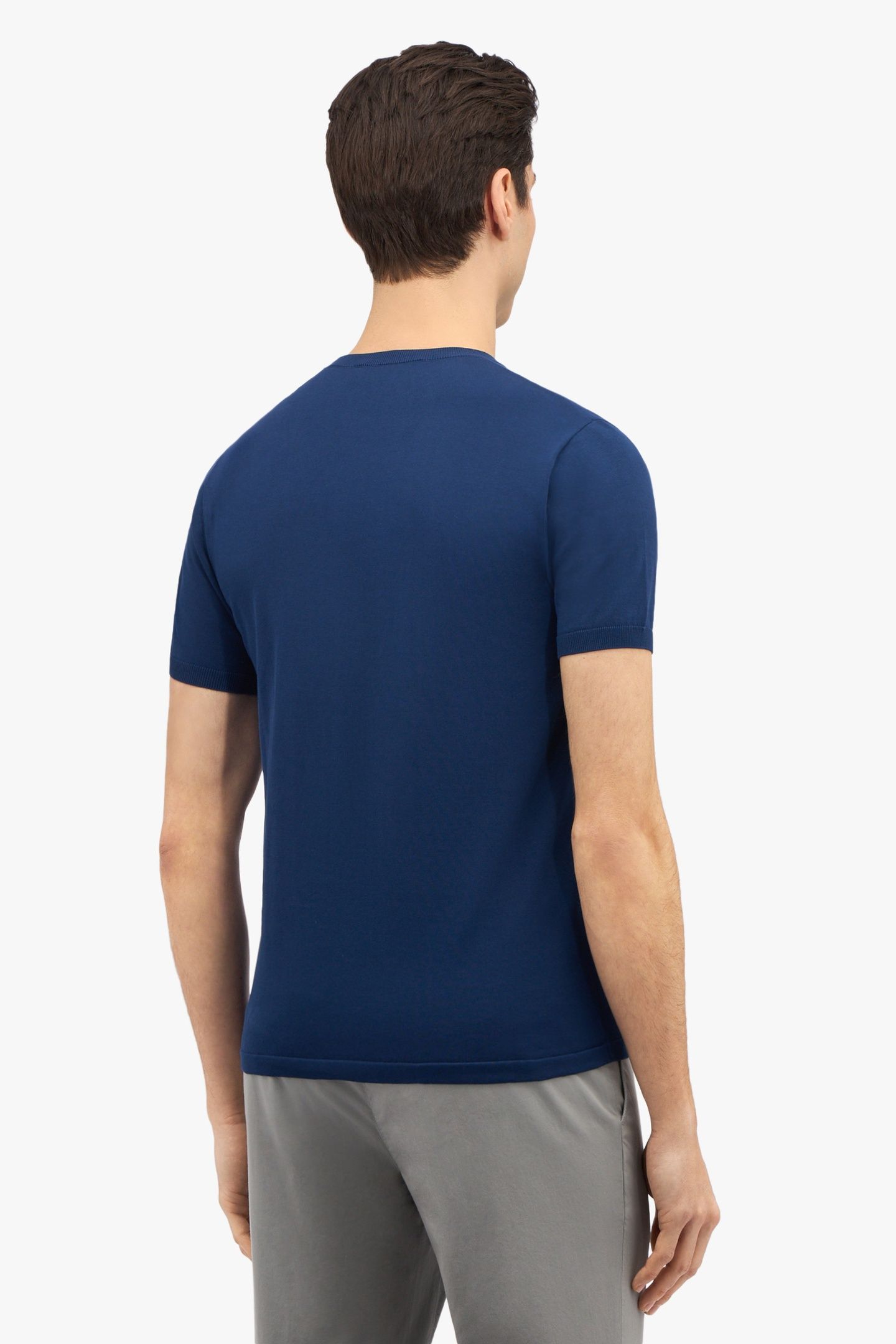 DARK BLUE MAKO COTTON SHORT SLEEVE SWEATER DARK BLUE 3