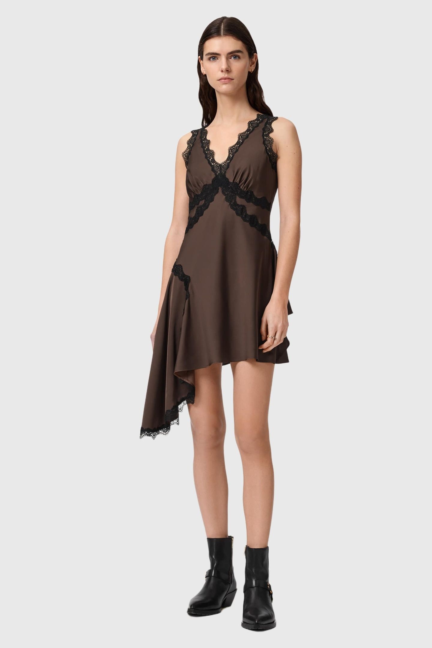 ILKA LACE DRESS BITTER BROWN 2