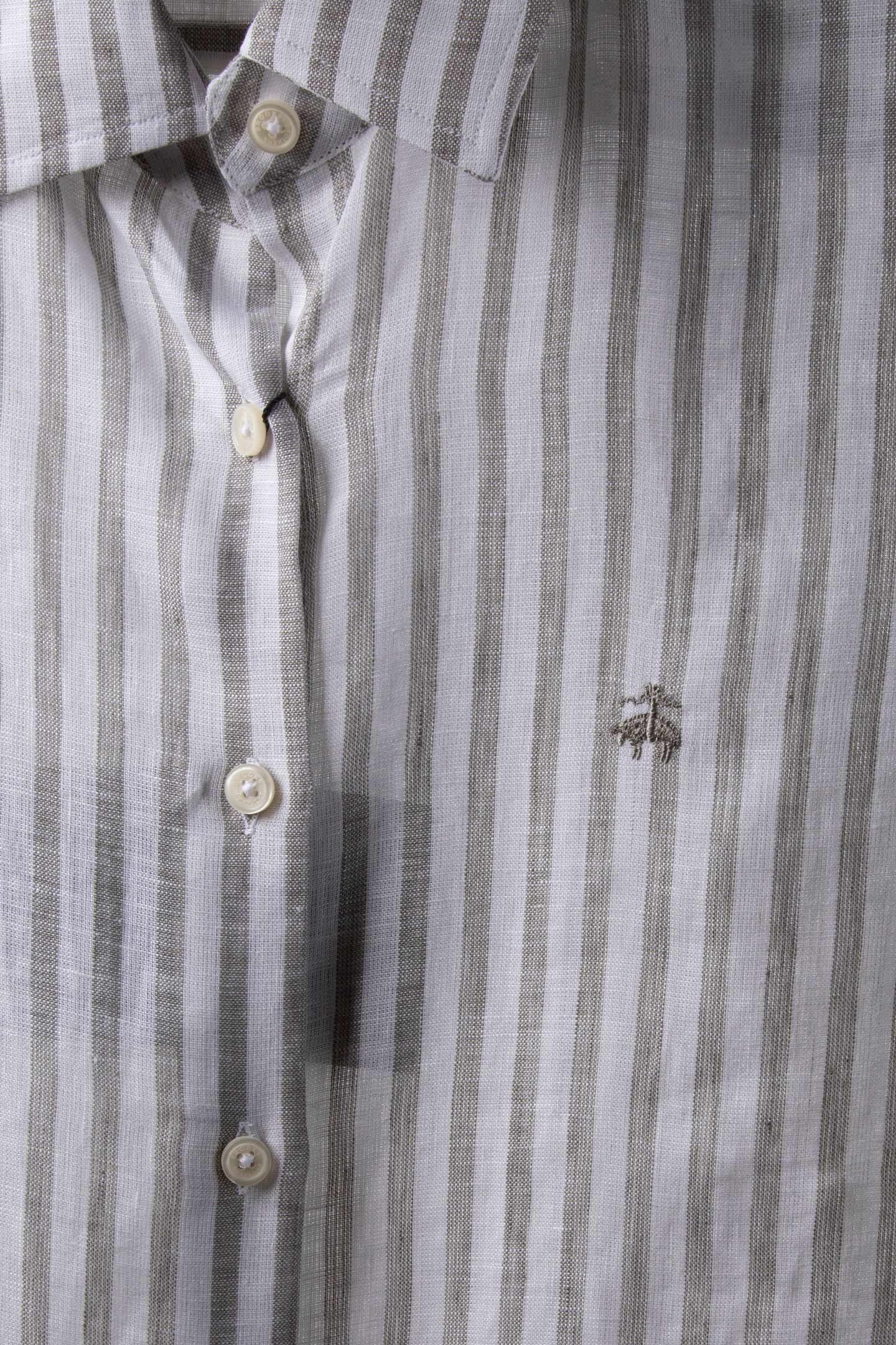 RELAXED FIT STRIPED LINEN SHIRT MEN'S DESIGN GREEN 6