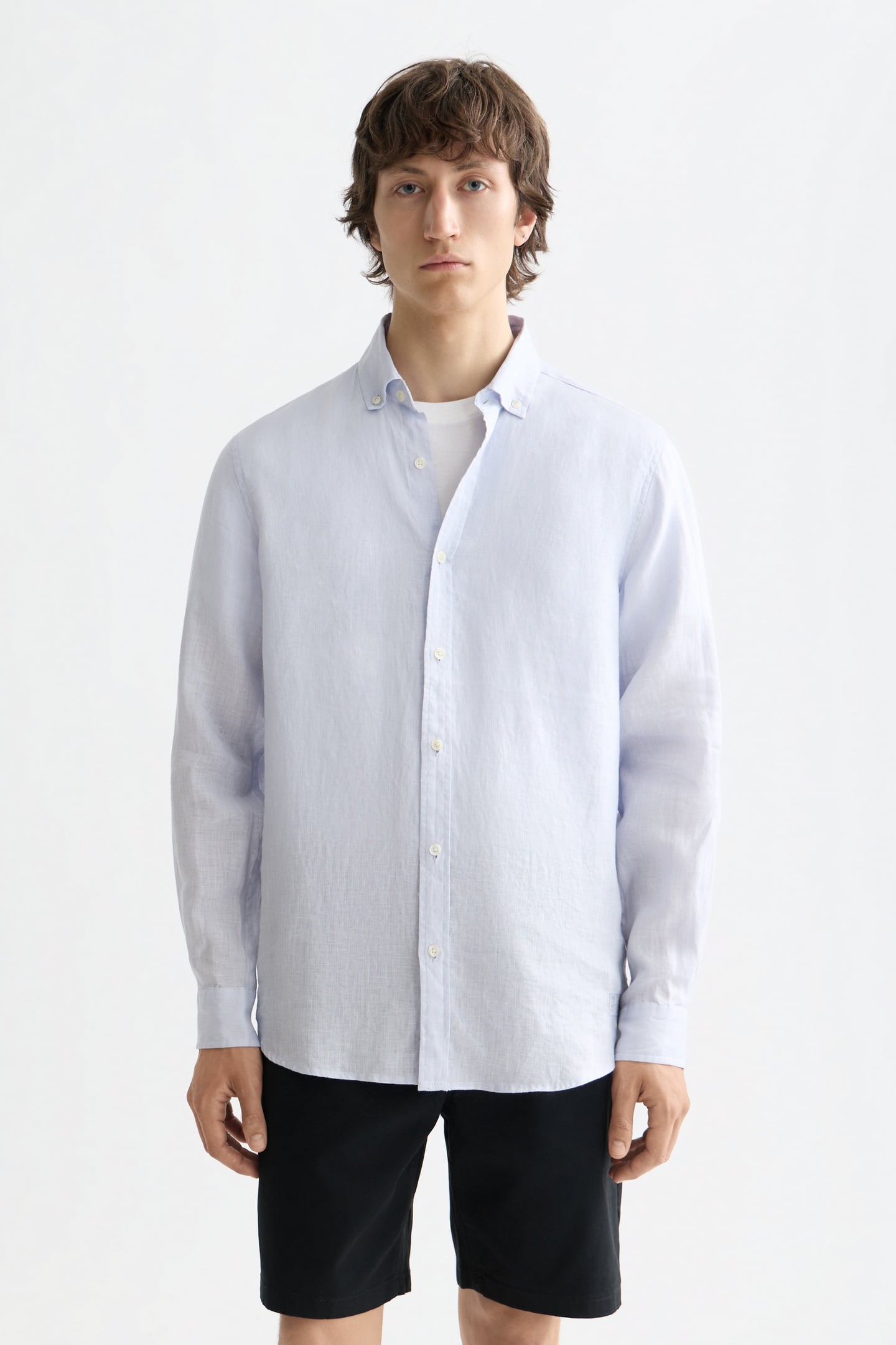 NOS LINEN REGULAR-FIT SHIRT SHIRT BLUE 1