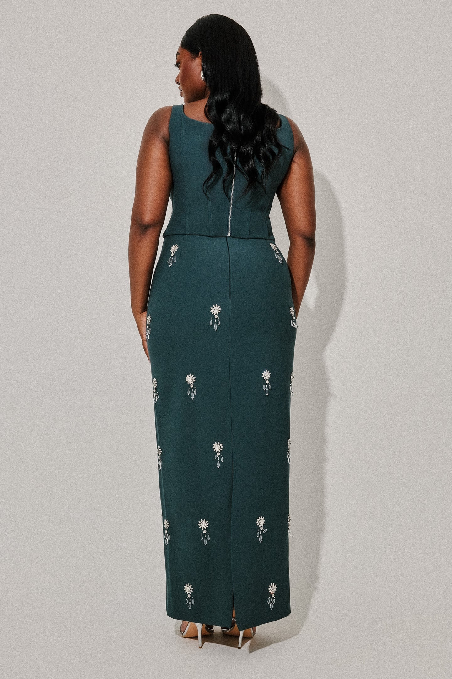 CRYSTAL MAXI SKIRT TEAL 3