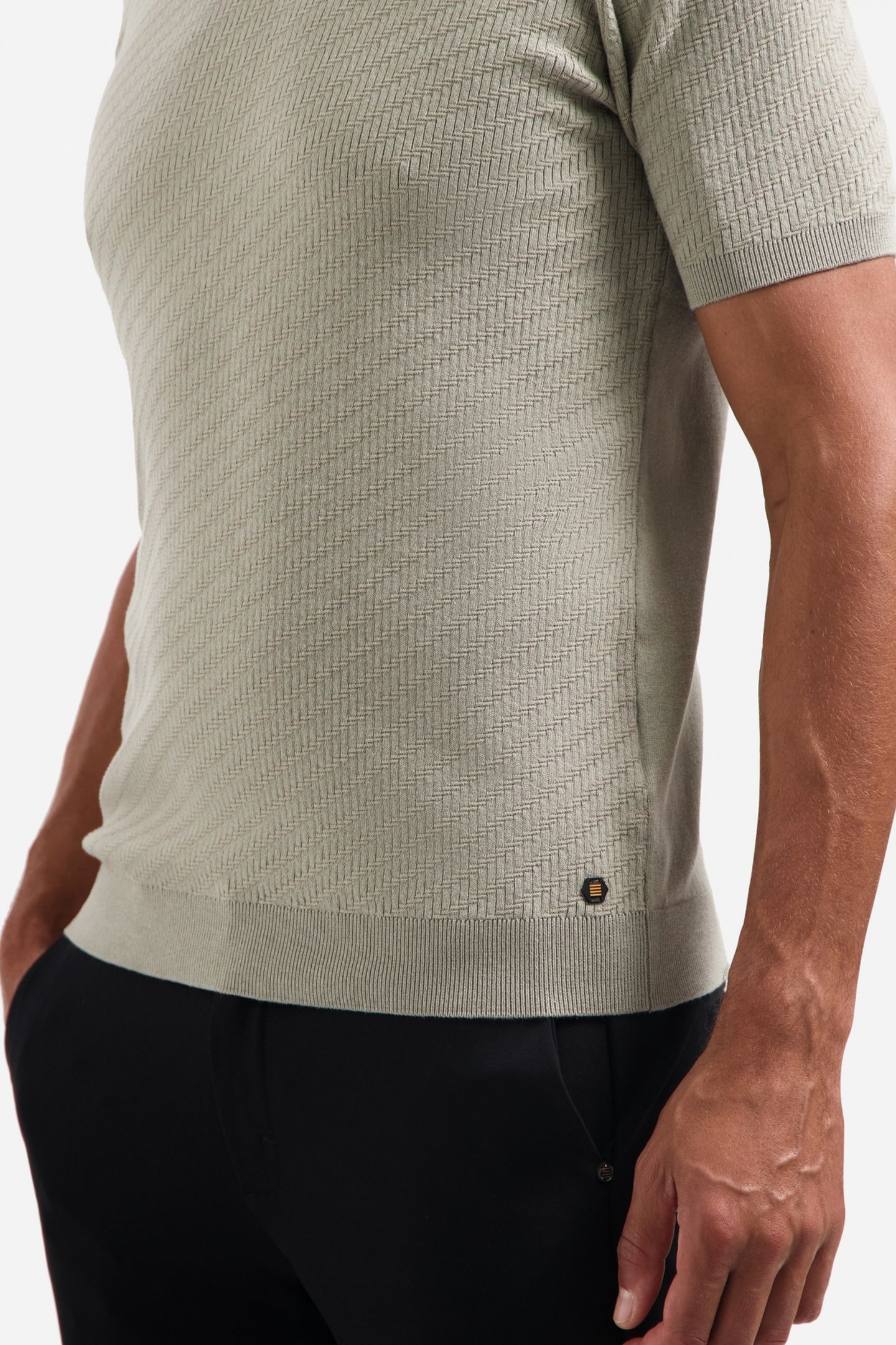 PULLOVER SHORT SLEEVE CREWNECK SOLID JACQUARD CLAY 7