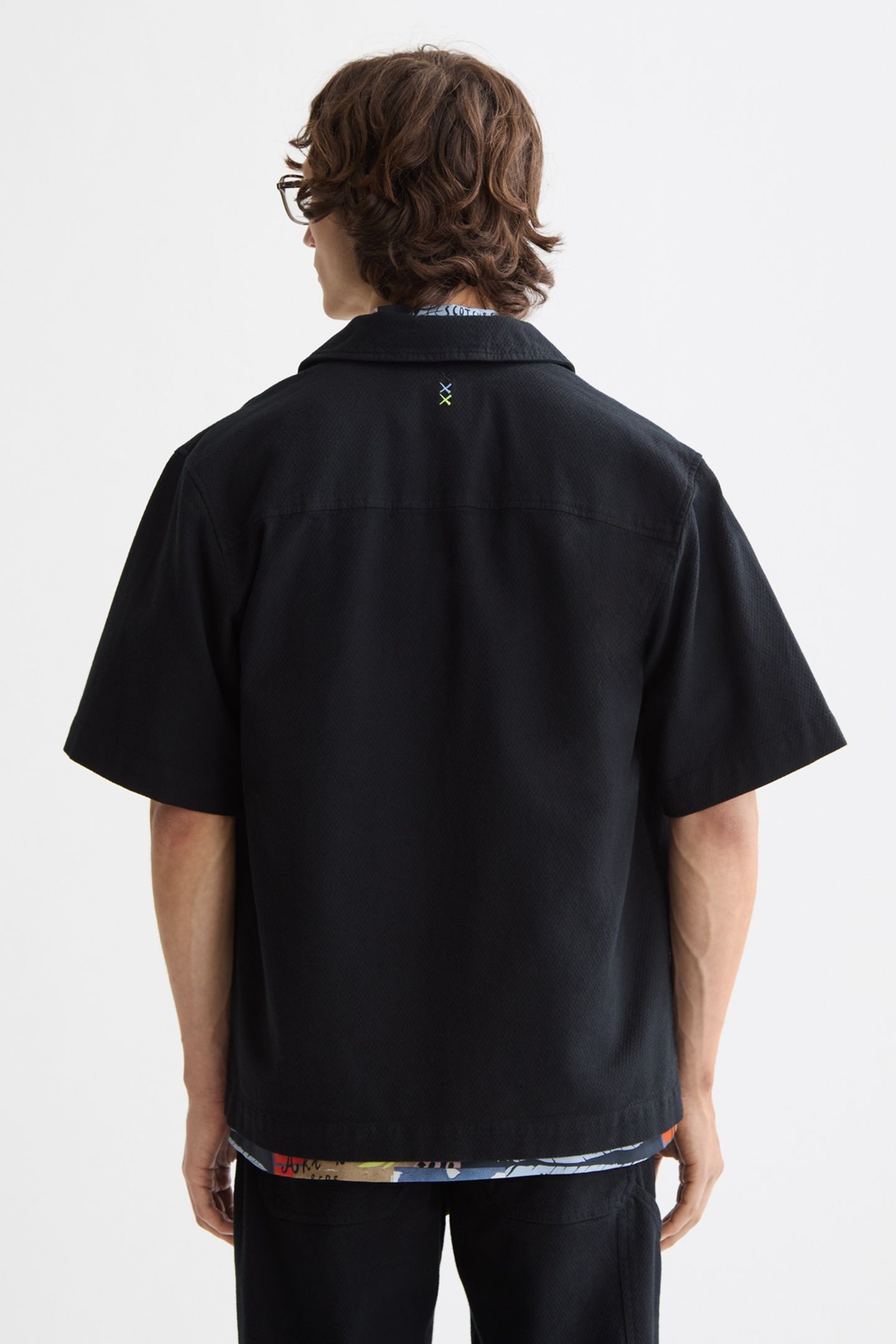 STRUCTURED COTTON SHORT-SLEEVED SHIRT CHARCOAL ART 2