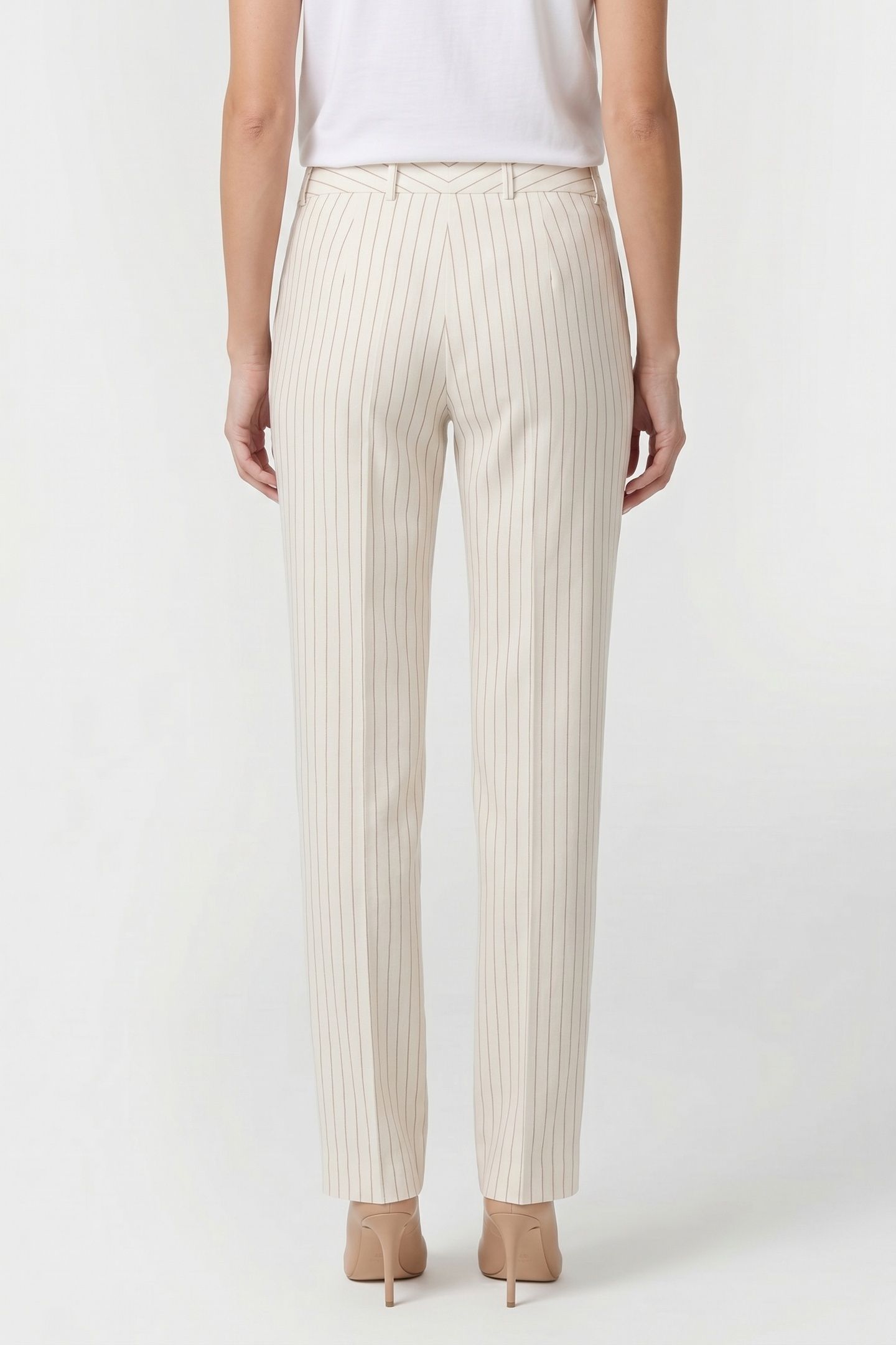 PINSTRIPE LINEN BLEND TROUSERS WHITE 2