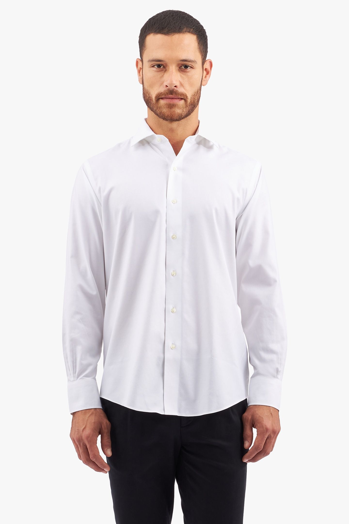 REGULAR FIT NON-IRON STRETCH TWILL SHIRT WITH ENGLISH COLLAR 1