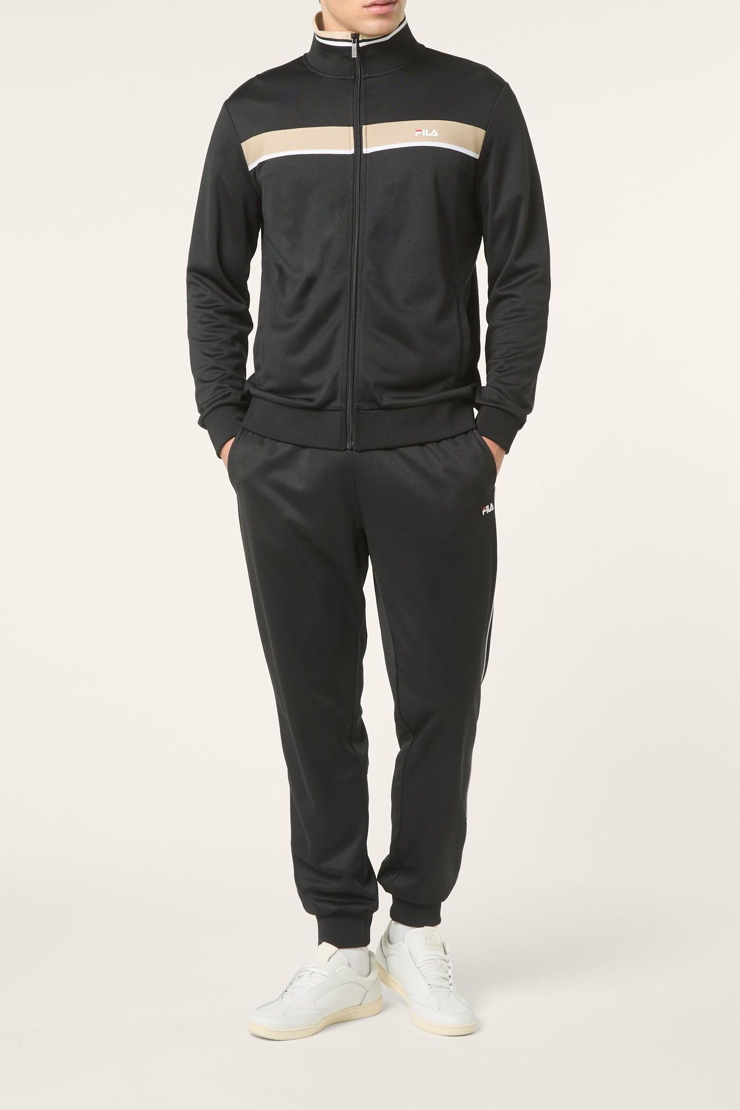 SAGANO REGULAR TAPED TRACK JACKET BLACK-WHITE PEPPER 2