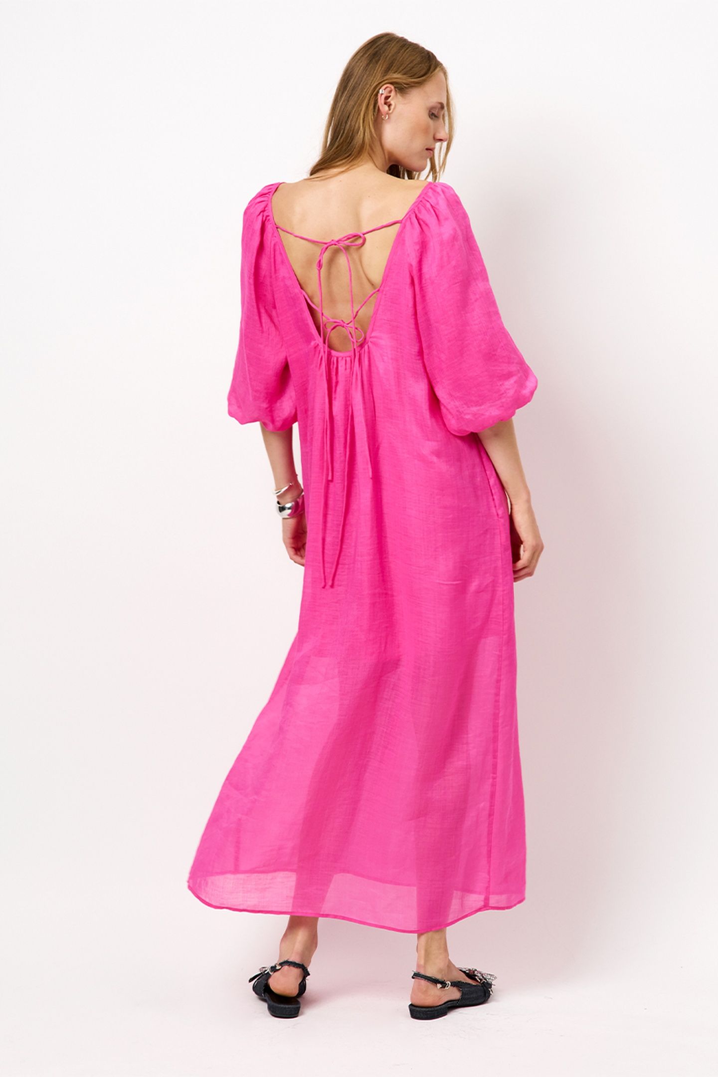TILDA OPEN BACK DETAILED MAXI DRESS FUCHSIA PINK 2