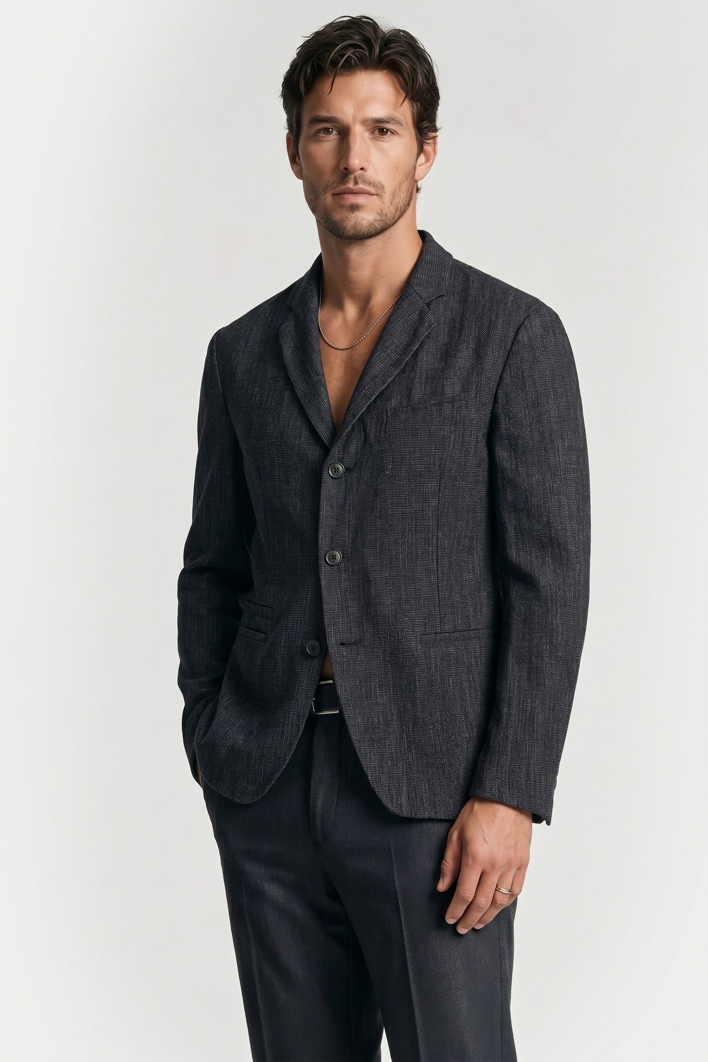 SILO JACKET - SLIM FIT DBPEAK LAPEL JACK EBONY 1