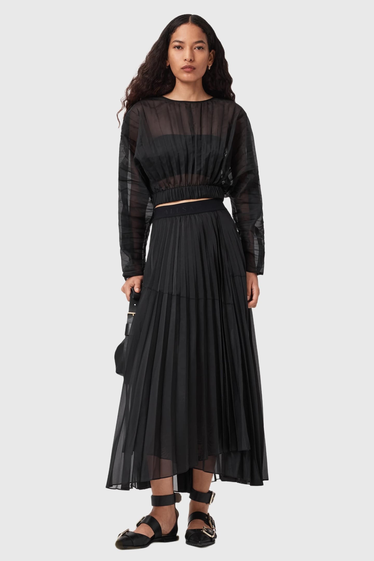 MICAELA PLEAT TOP BLACK 1