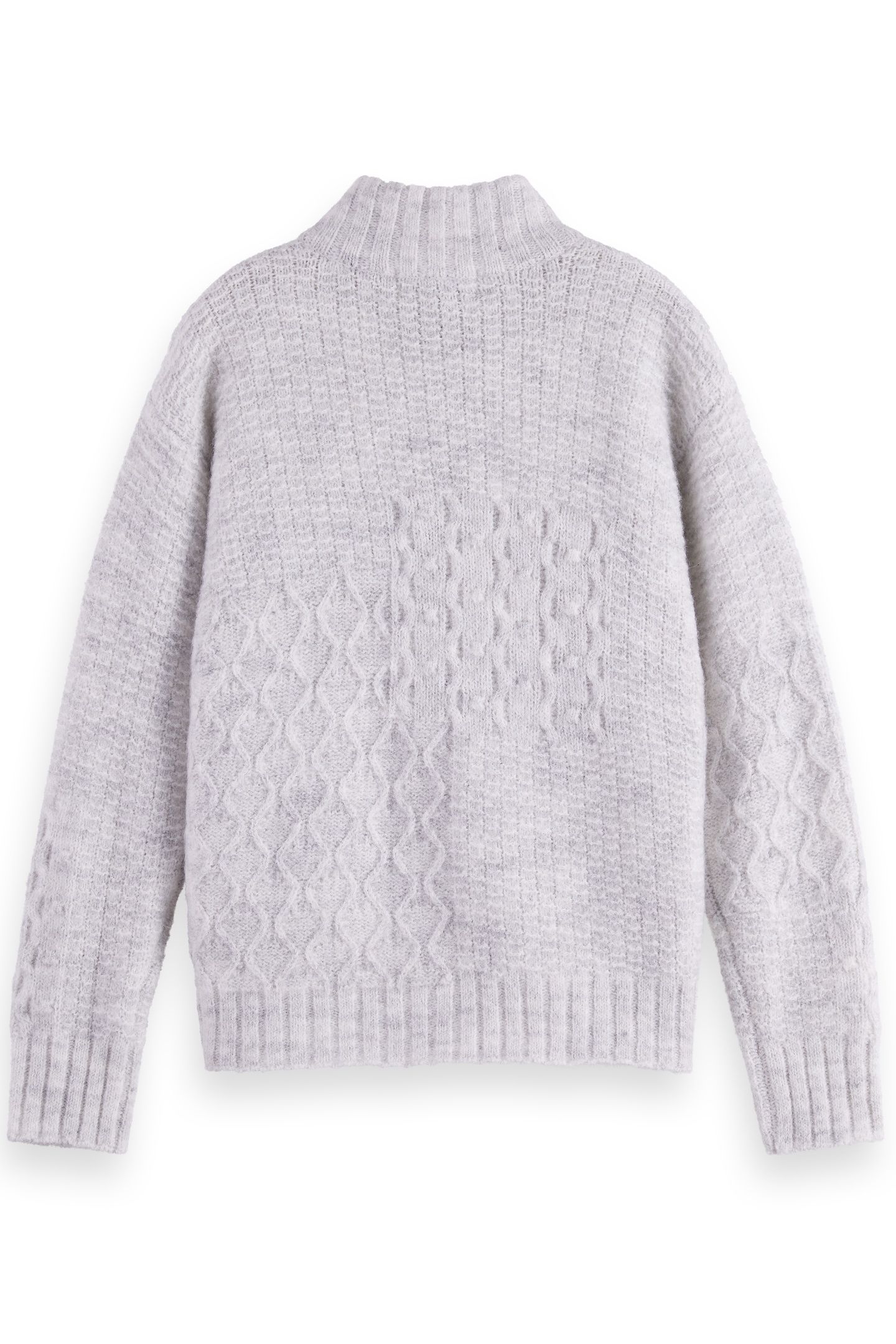 GIRL PATCHWORK MELANGE ALPACA-BLEND CARDIGAN LIGHT GREY MELA 2
