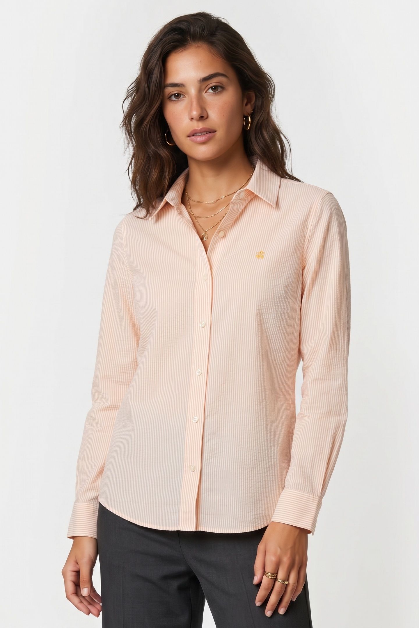 COTTON SEERSUCKER LOGO SHIRT YELLOW 1