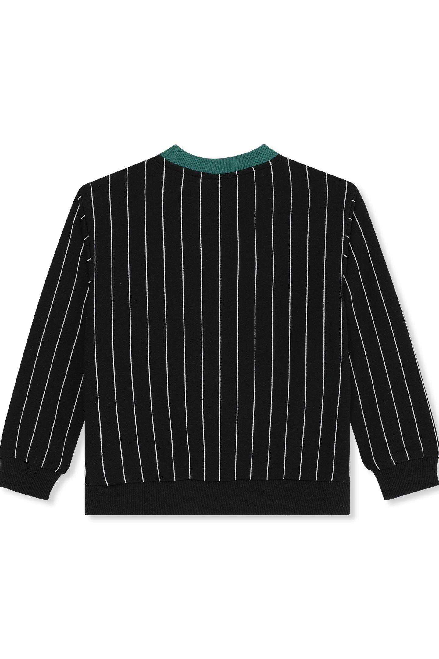 LUBACO REGULAR PINSTRIPED CREWNECK SWEATSHIRT BLACK / EGRET  2