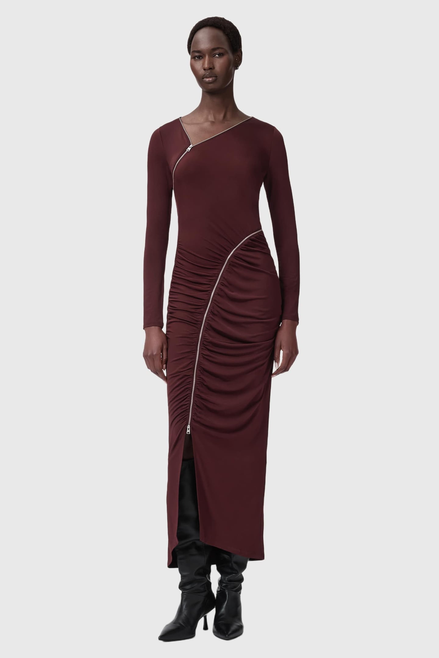 ELSIE ZIPPER DRESS OXBLOOD RED 1