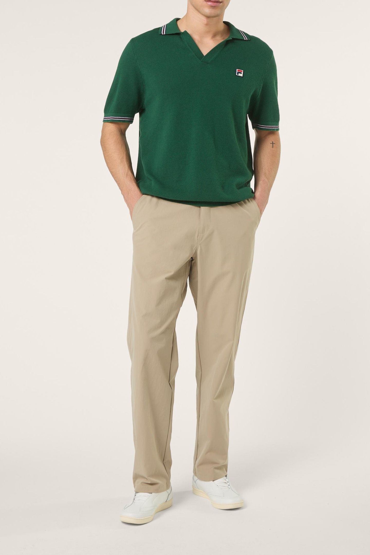 ORENTANO REGULAR JOHNNY COLLAR KNITTED POLO SHIRT POSY GREEN 2