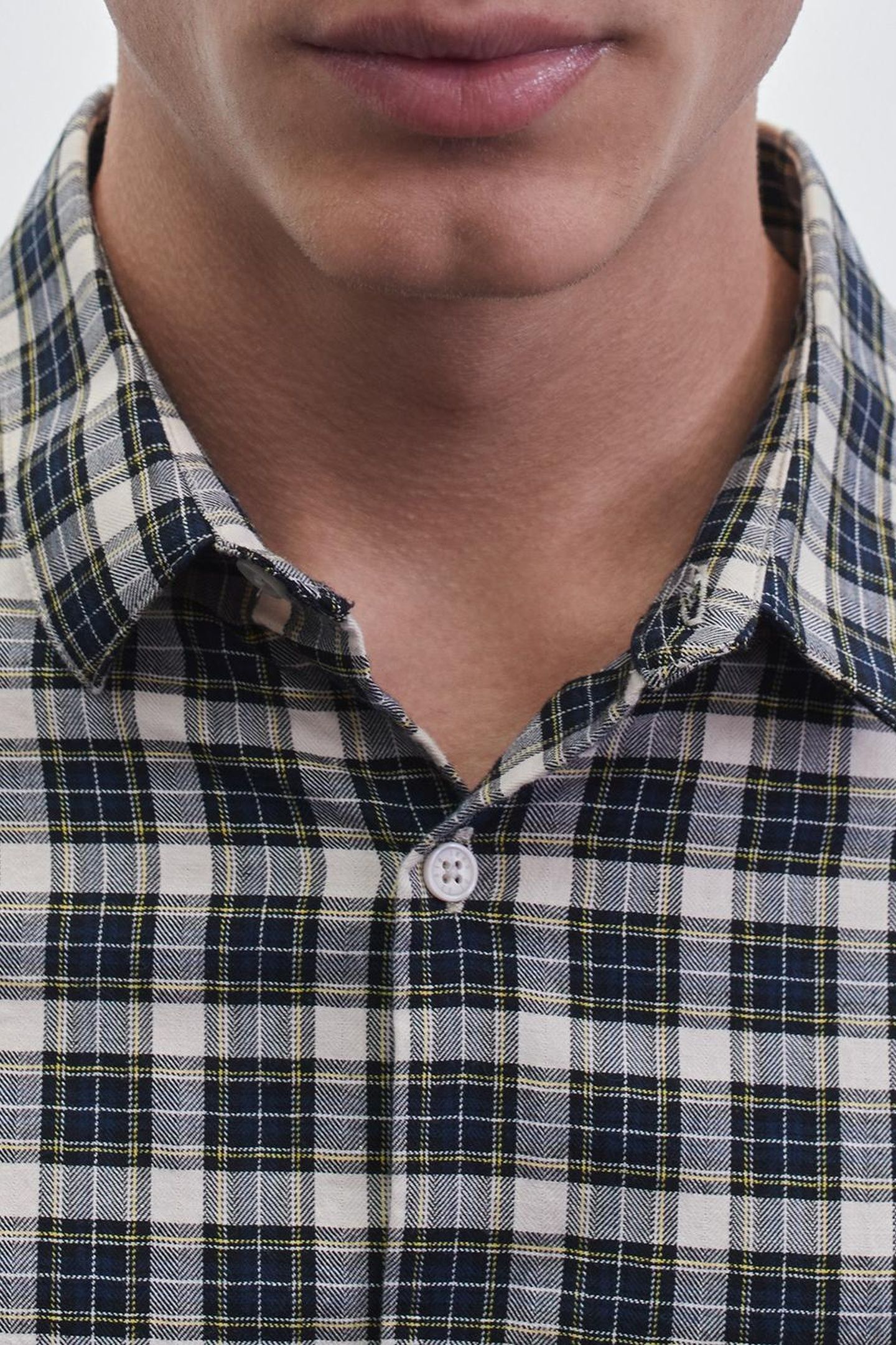 NAVY CHECKED SLIM SHIRT 6