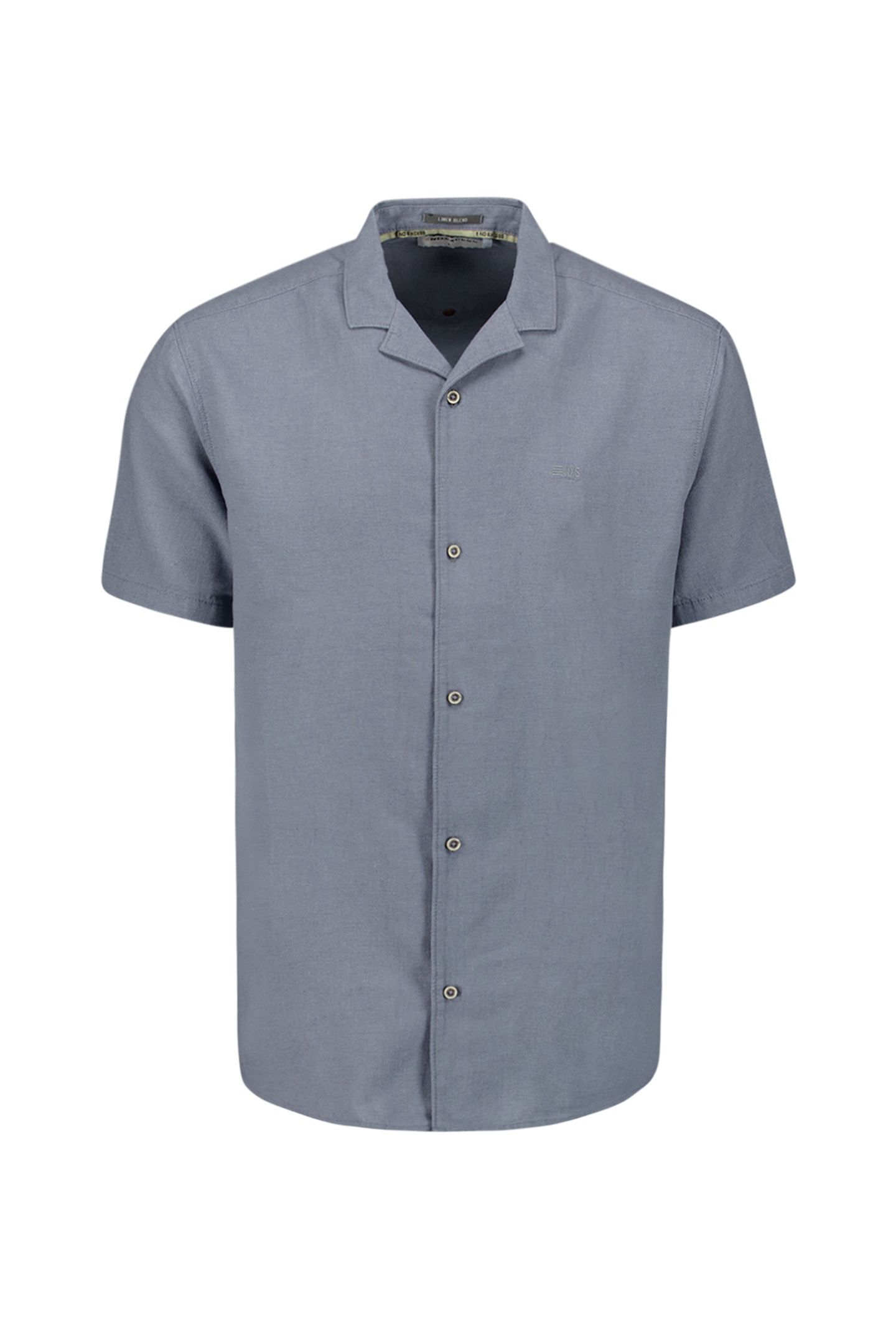 SHIRT SHORT SLEEVE REVERS COLLAR SOLID WITH LINEN WASHED BLU 1