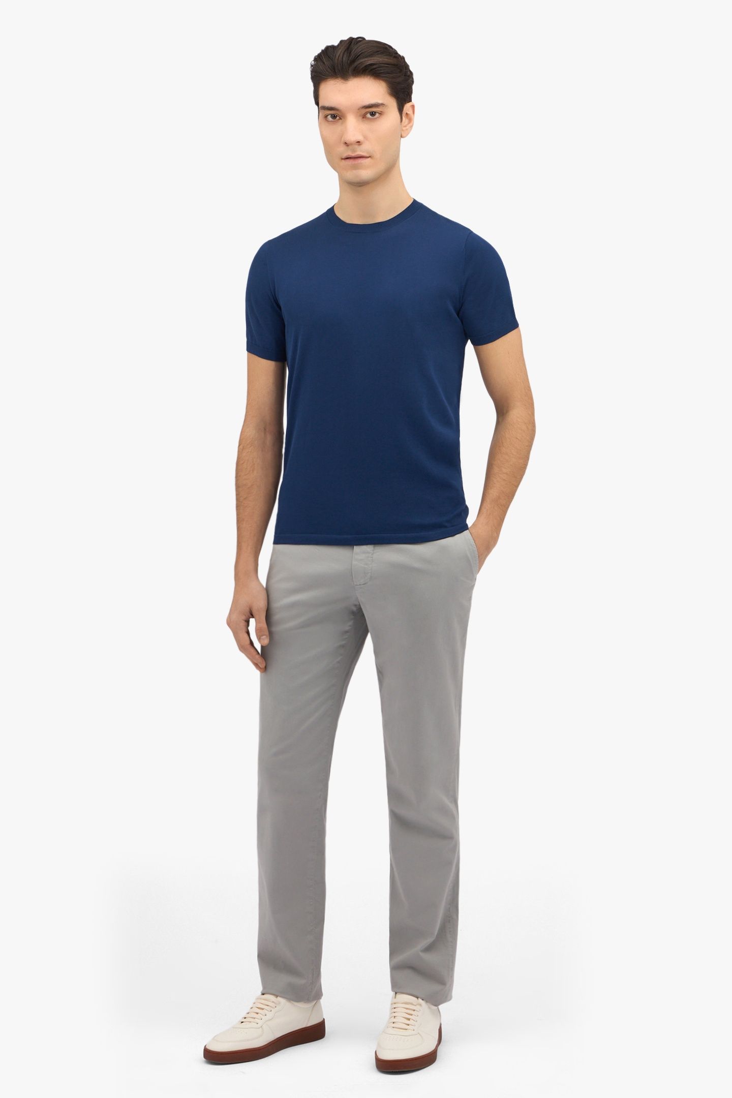 DARK BLUE MAKO COTTON SHORT SLEEVE SWEATER DARK BLUE 2