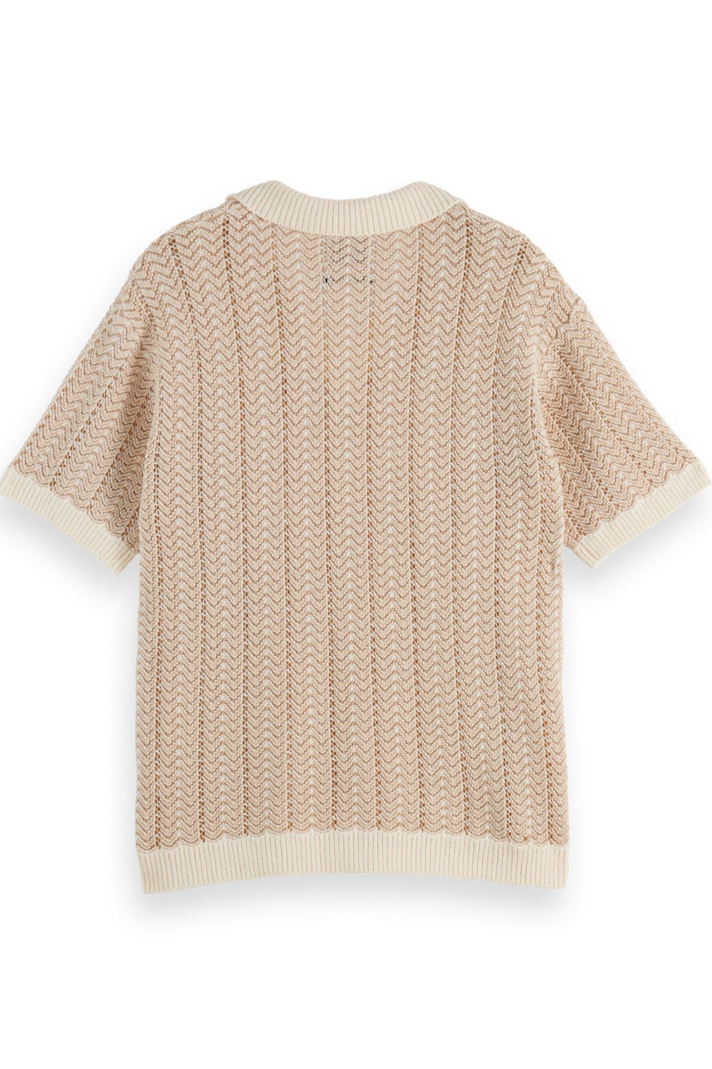 OPEN STRUCTURED KNITTED V-NECK POLO EGGNOG 5