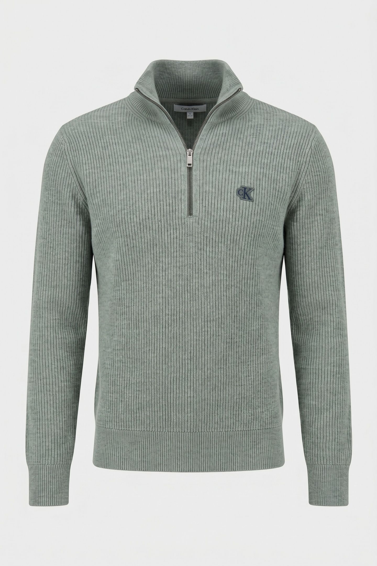 LS RIBBED QUARTER ZIP SWEATER AUTUMN GREEN 3