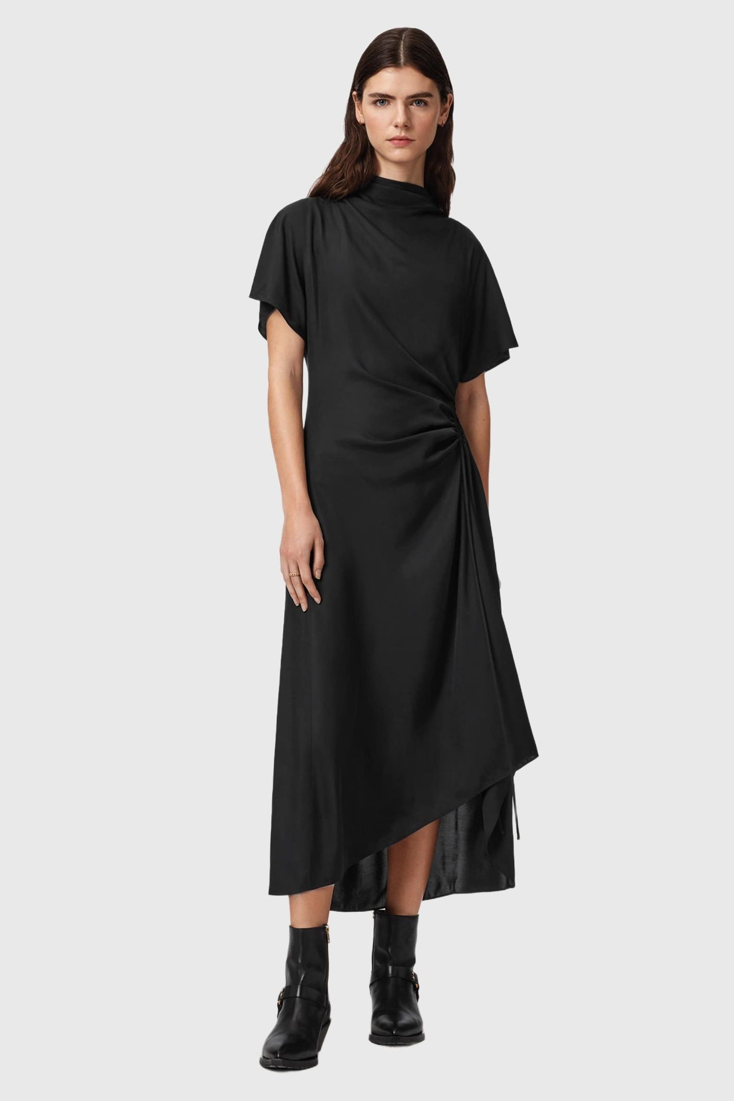 ROSIE SILK DRESS BLACK 1