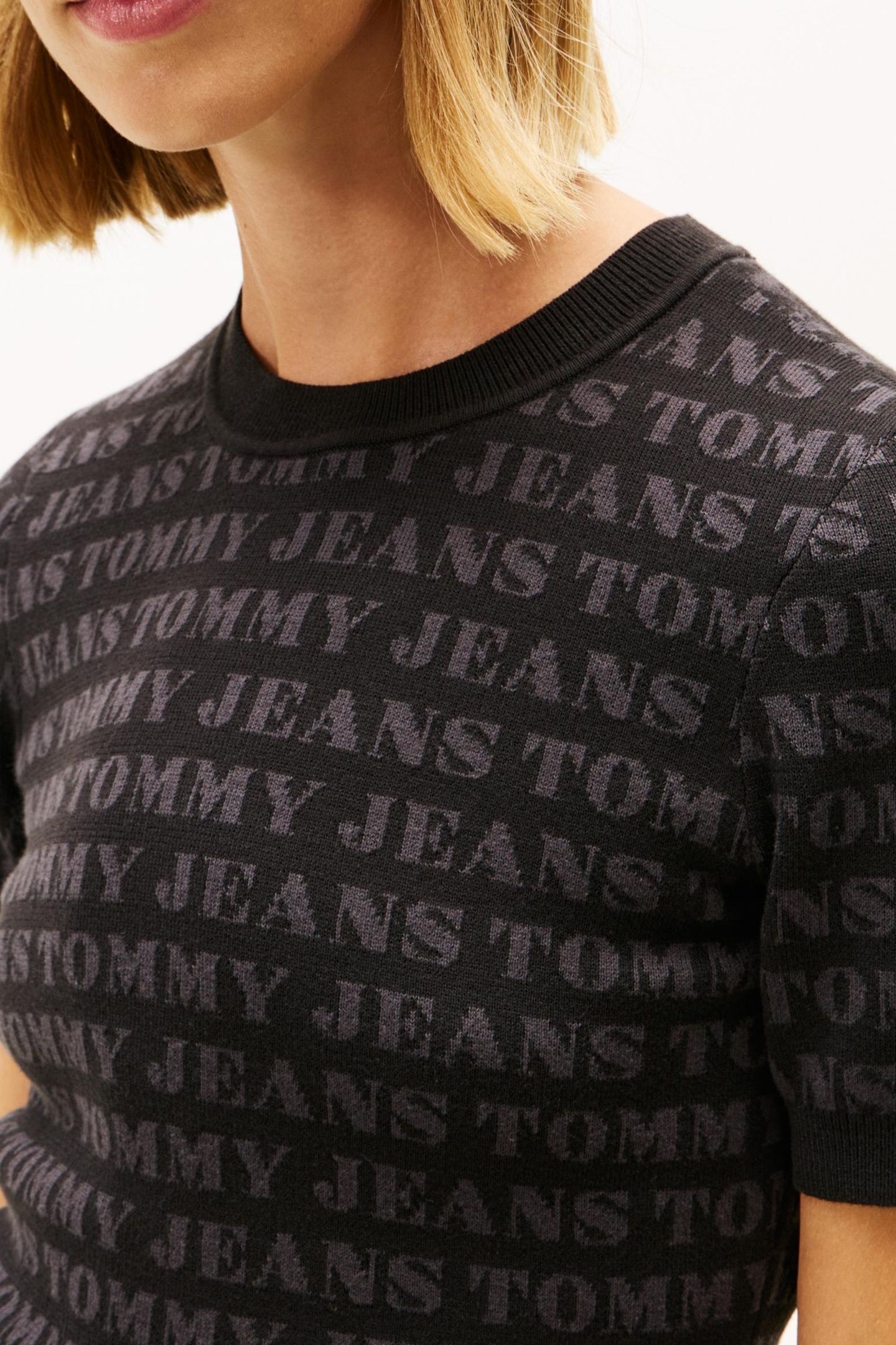 SPELLOUT SWEATER DRESS BLACK TOMMY SPELL OUT AOP 5