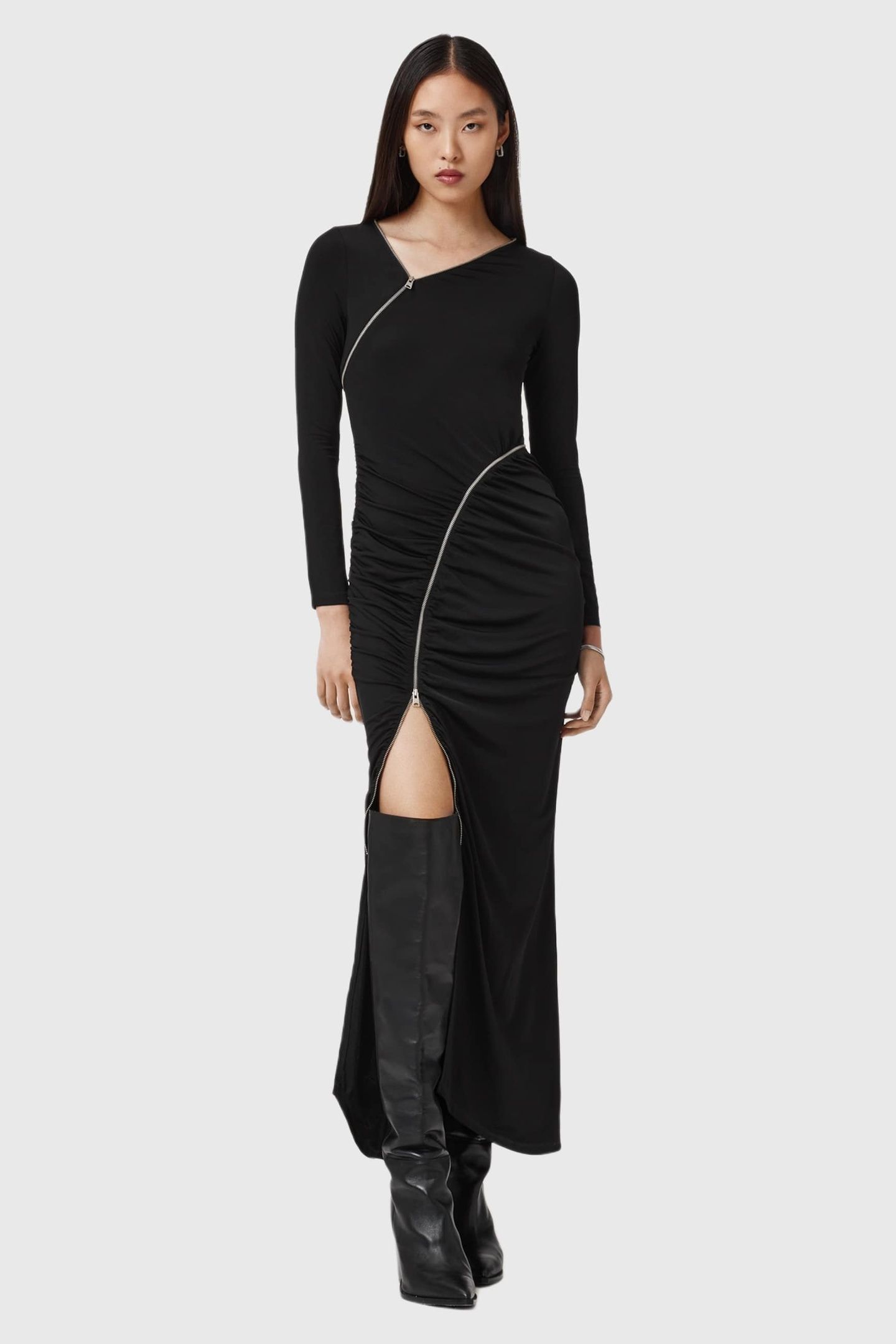 ELSIE ZIPPER DRESS BLACK 2