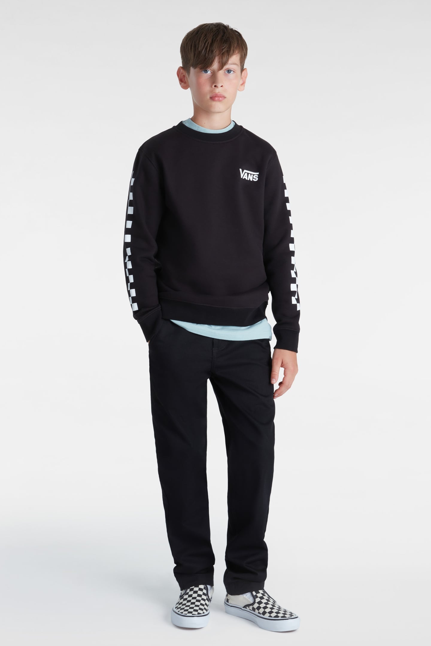 BOYS EXPOSITION CHECK II CREW BLACK 1